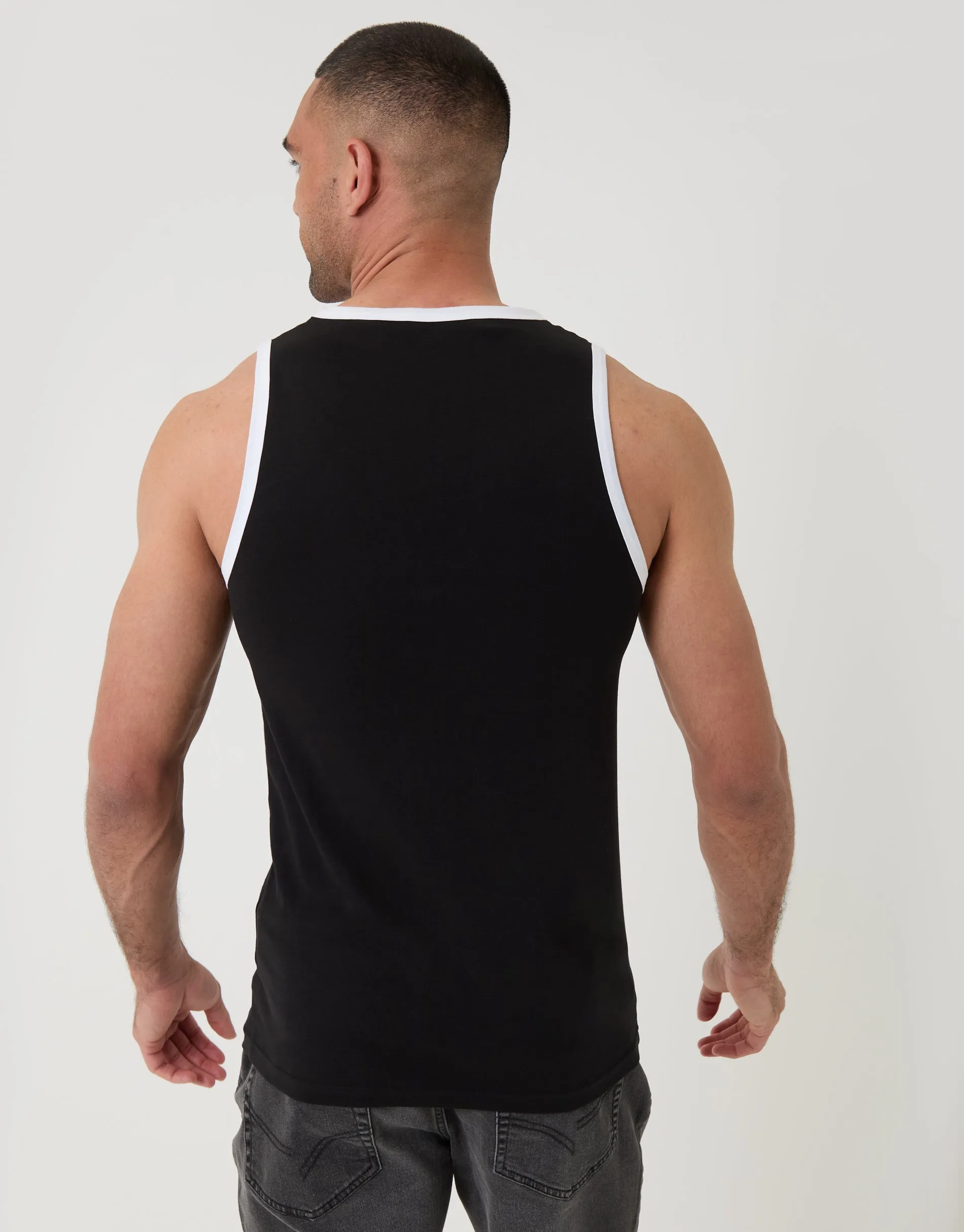 Cotton Ringer Vest in Black sold by Threadbare product image thumbnail 2