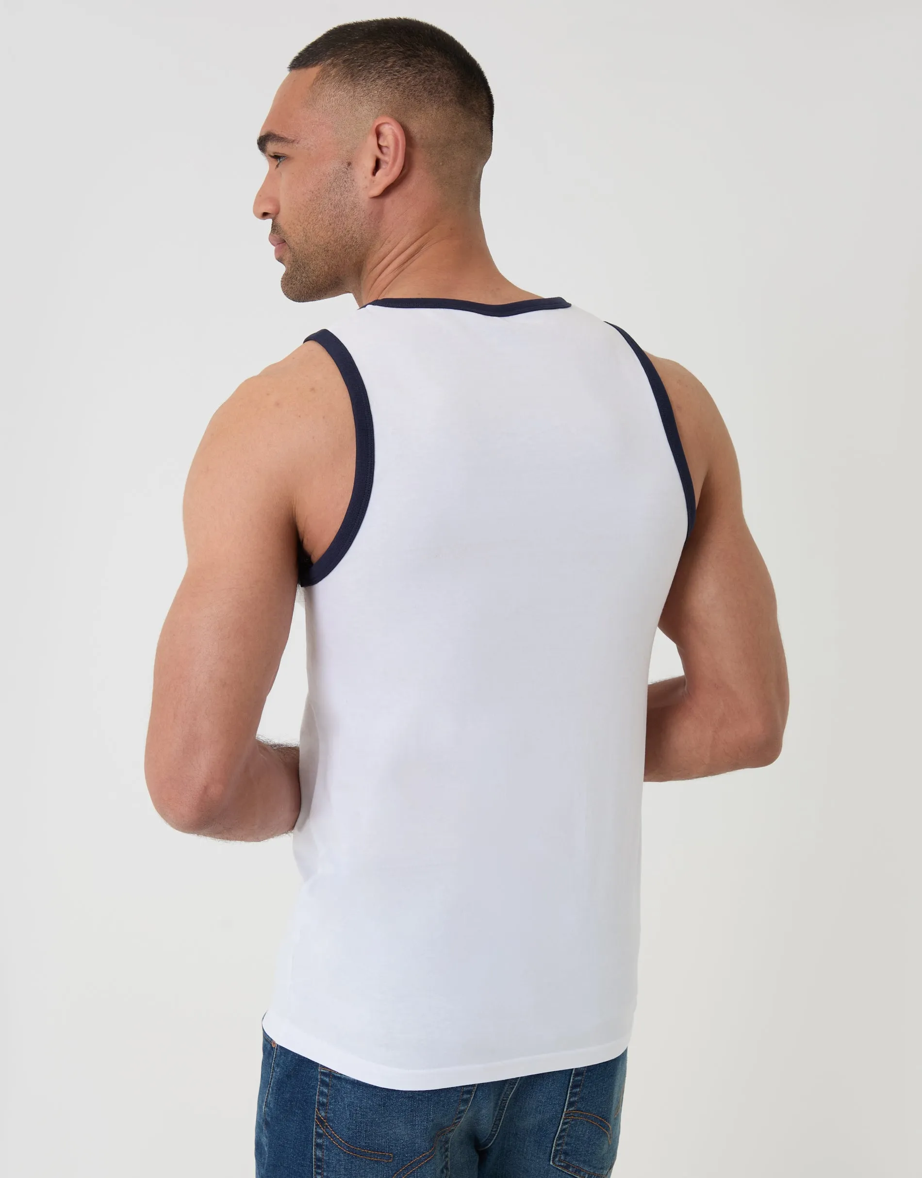 Cotton Ringer Vest in White sold by Threadbare product image thumbnail 2
