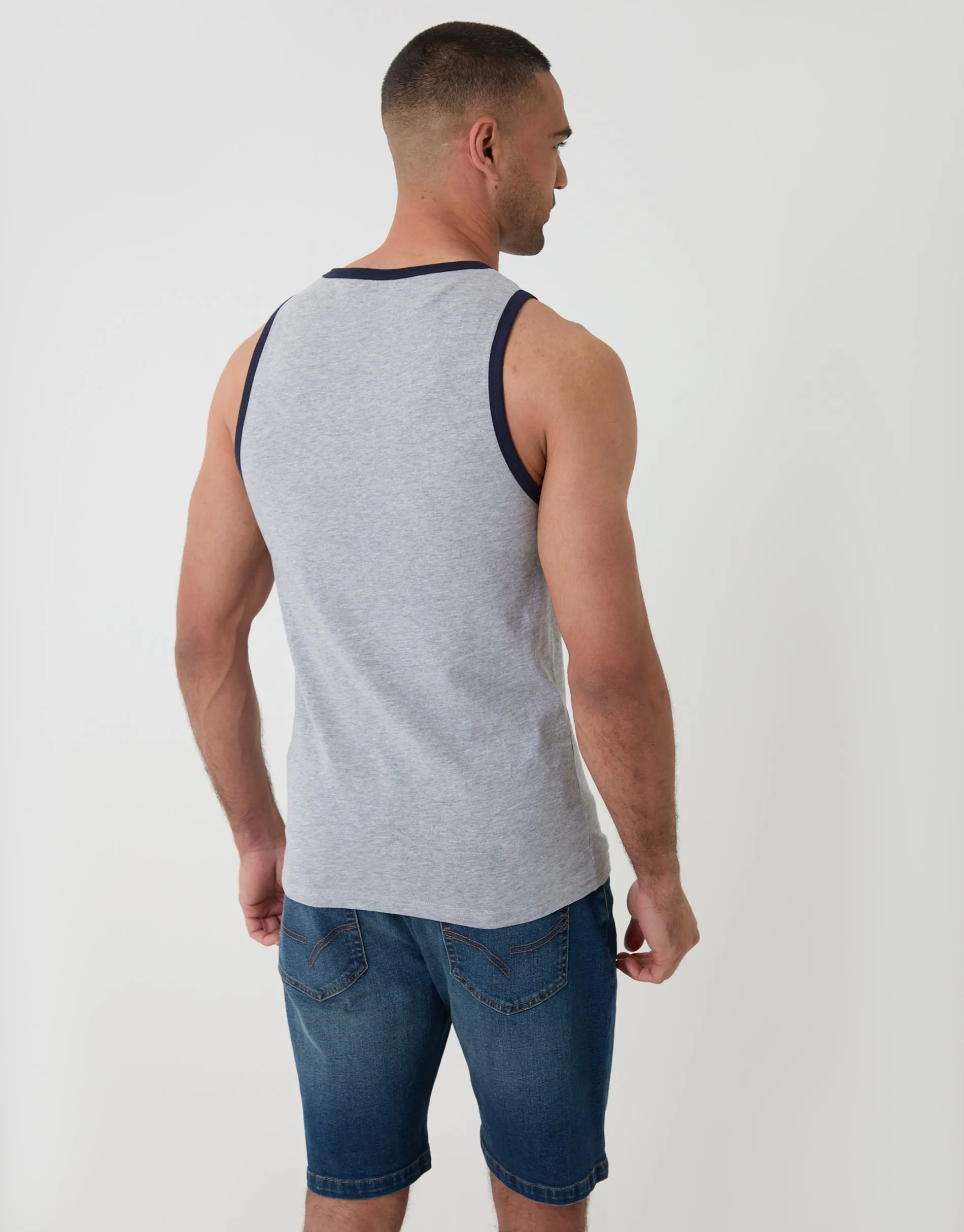 Cotton Ringer Vest in Grey Marl sold by Threadbare product image thumbnail 2