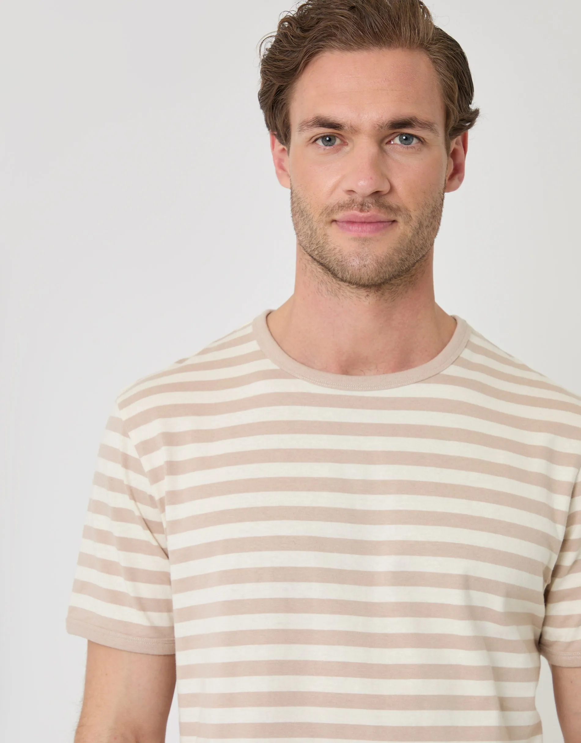 Stripe Cotton Ringer T-Shirt in Stone sold by Threadbare product image thumbnail 5