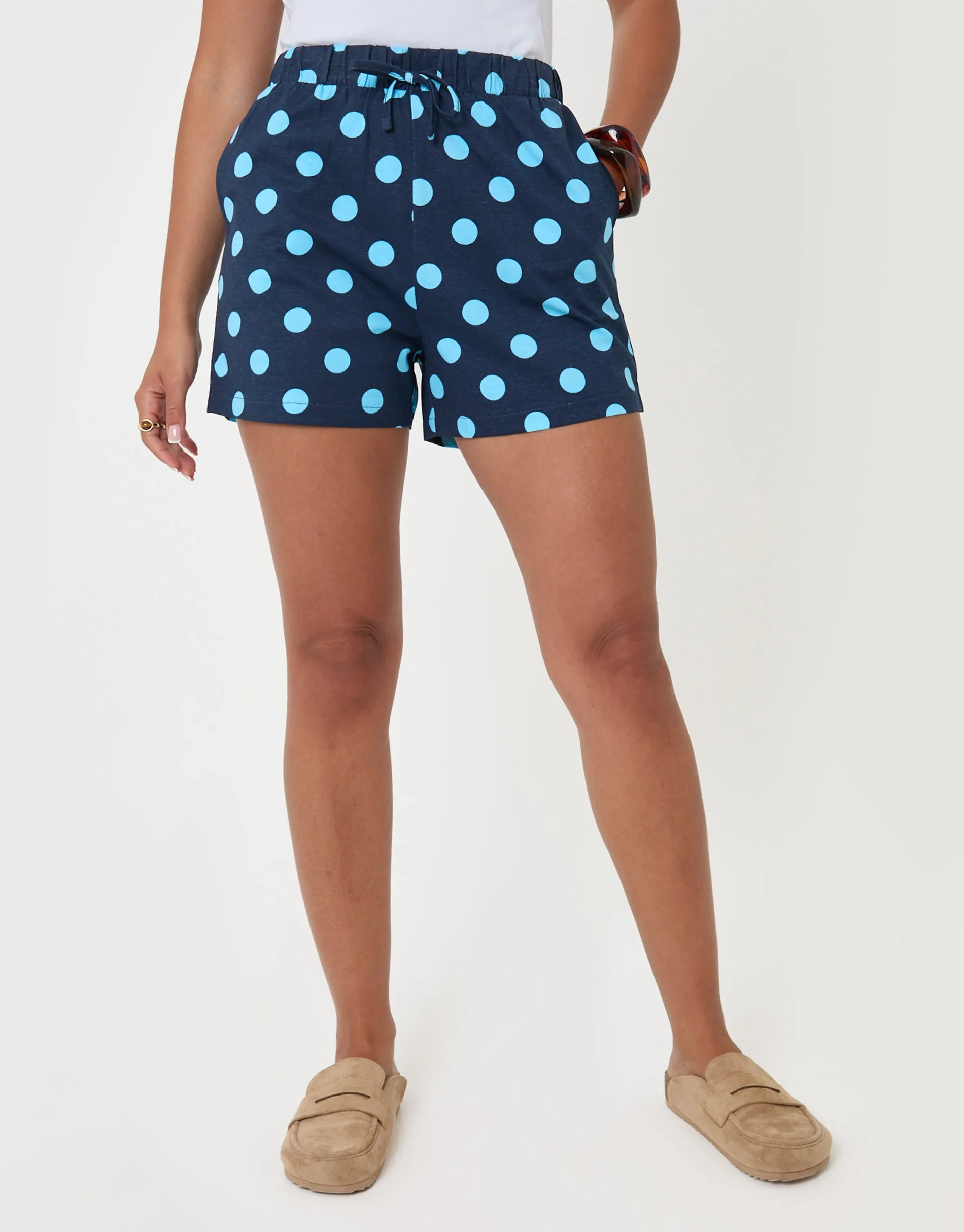 Pull On Jersey Shorts in Blue Polka Dot sold by Threadbare product image thumbnail 2