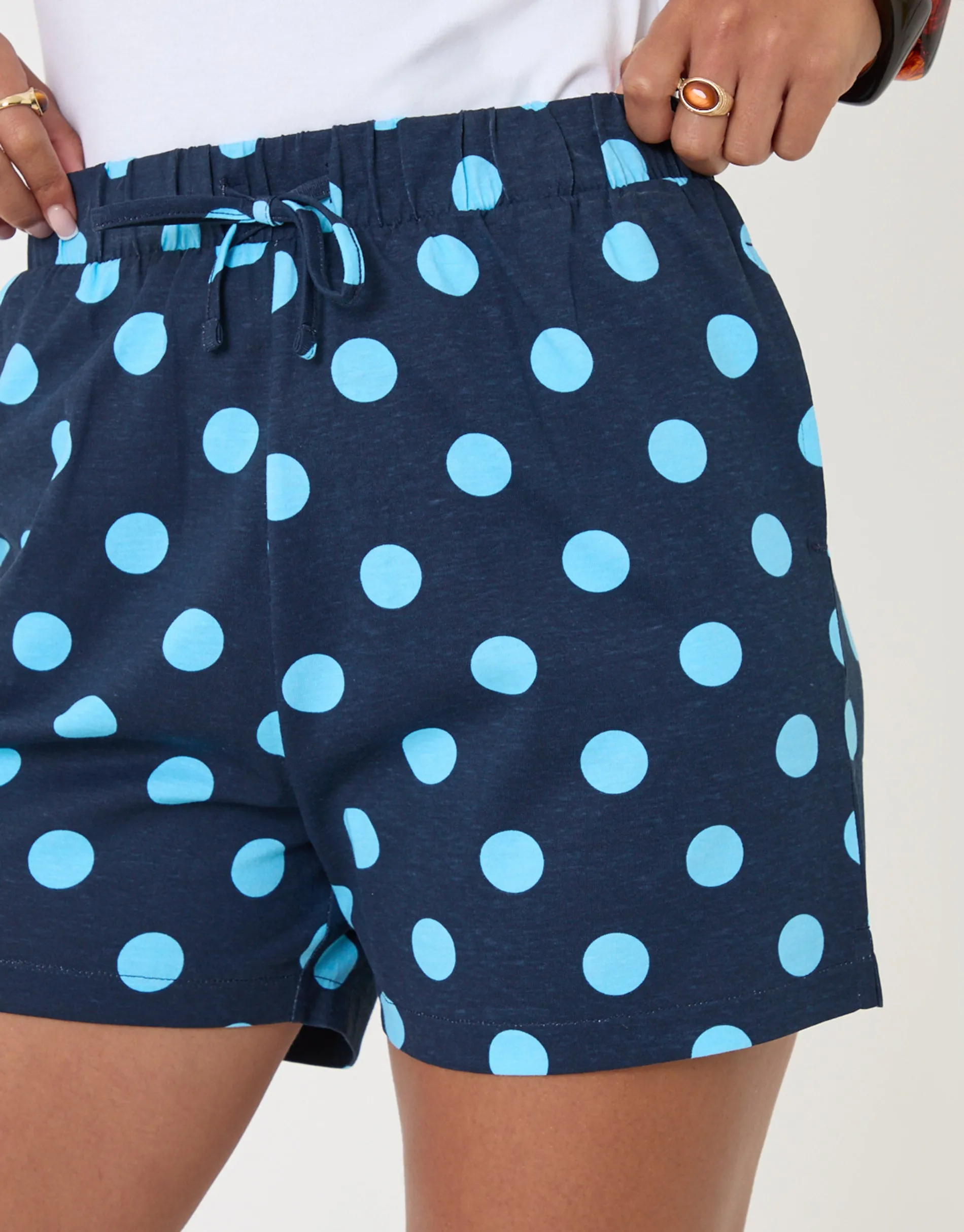 Pull On Jersey Shorts in Blue Polka Dot sold by Threadbare product image thumbnail 5