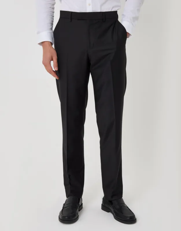 Slim Fit Suit Trousers in Black made by Threadbare