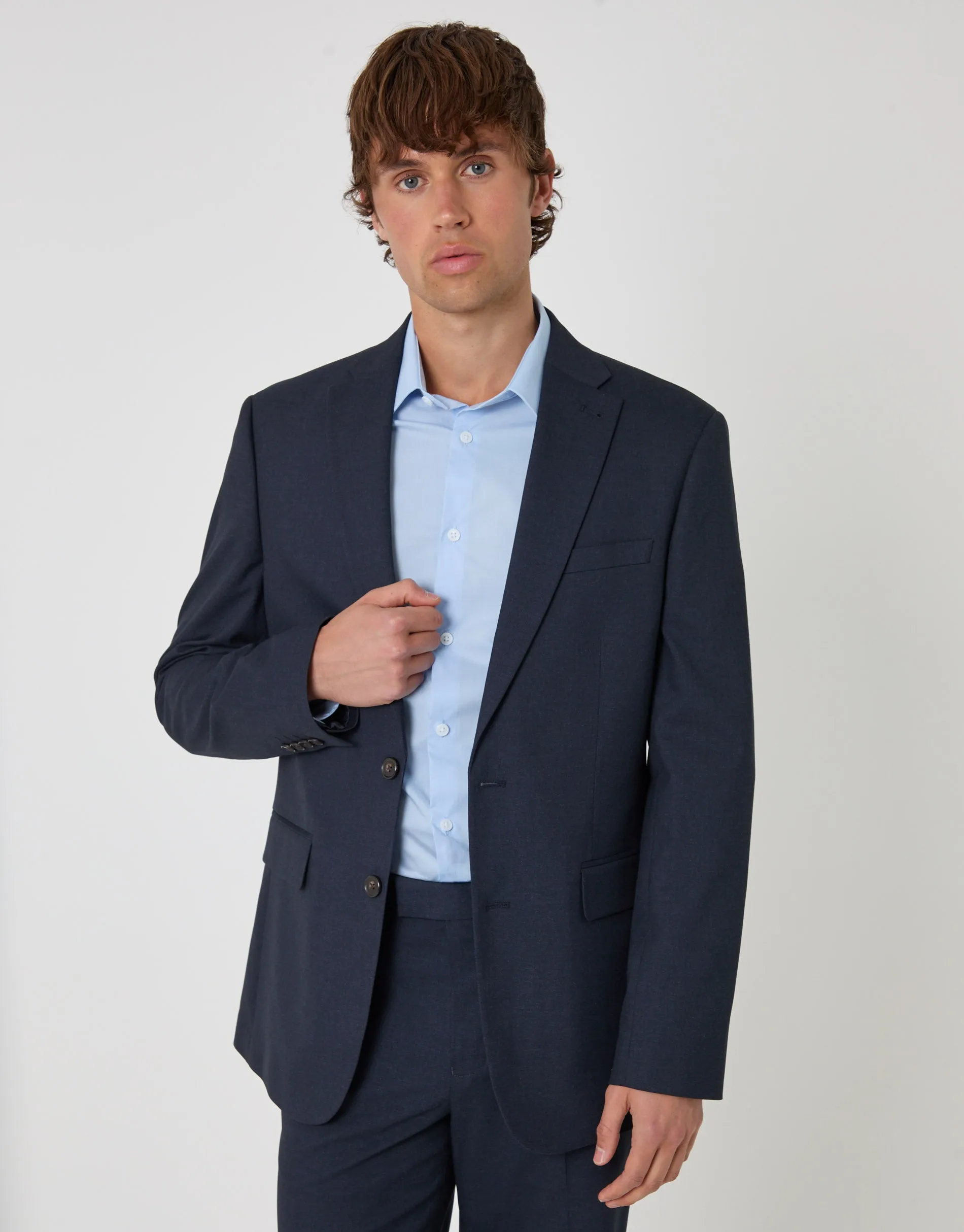 Tailored Fit Single Breasted Blazer in Navy sold by Threadbare product image thumbnail 4