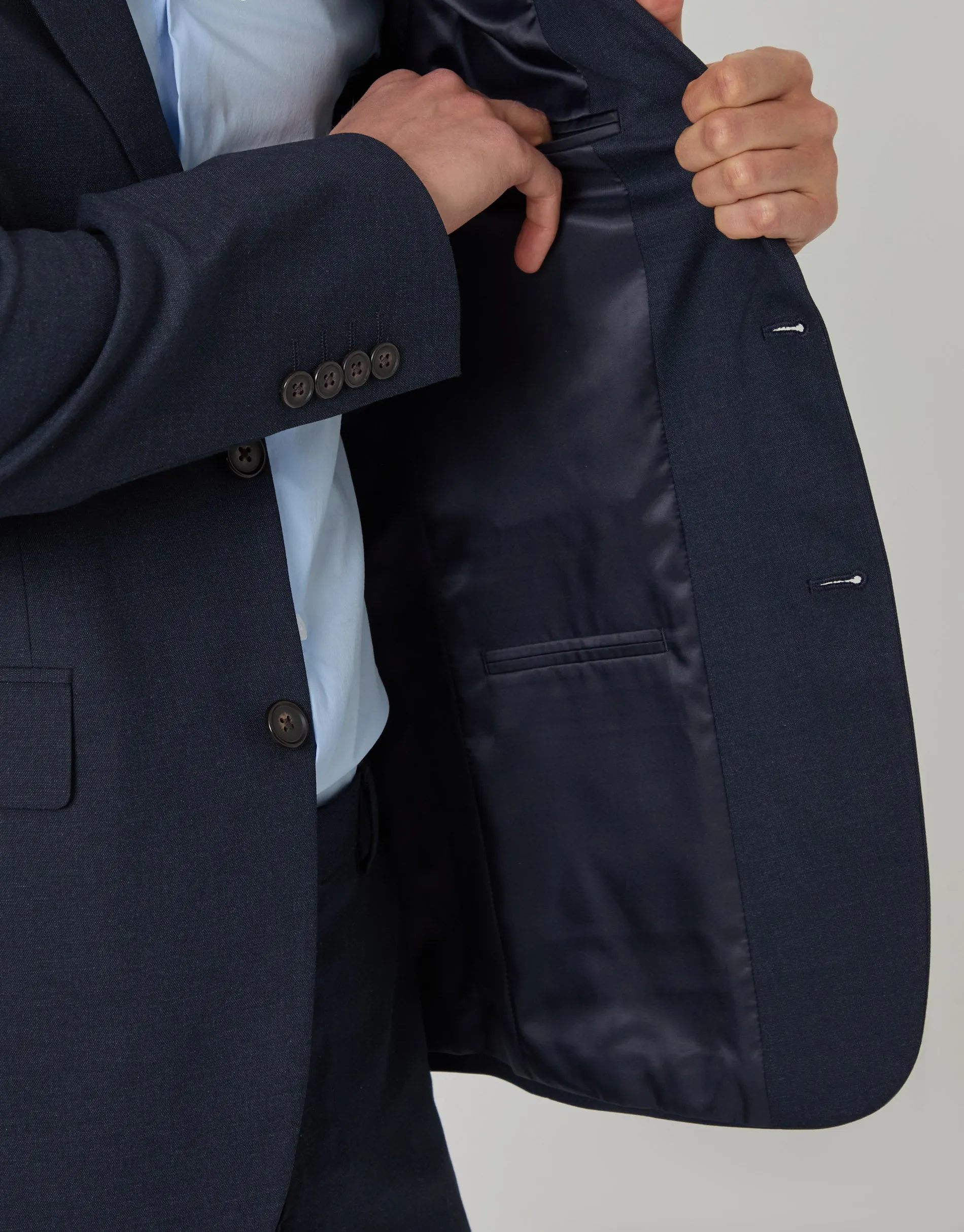 Tailored Fit Single Breasted Blazer in Navy sold by Threadbare product image thumbnail 5
