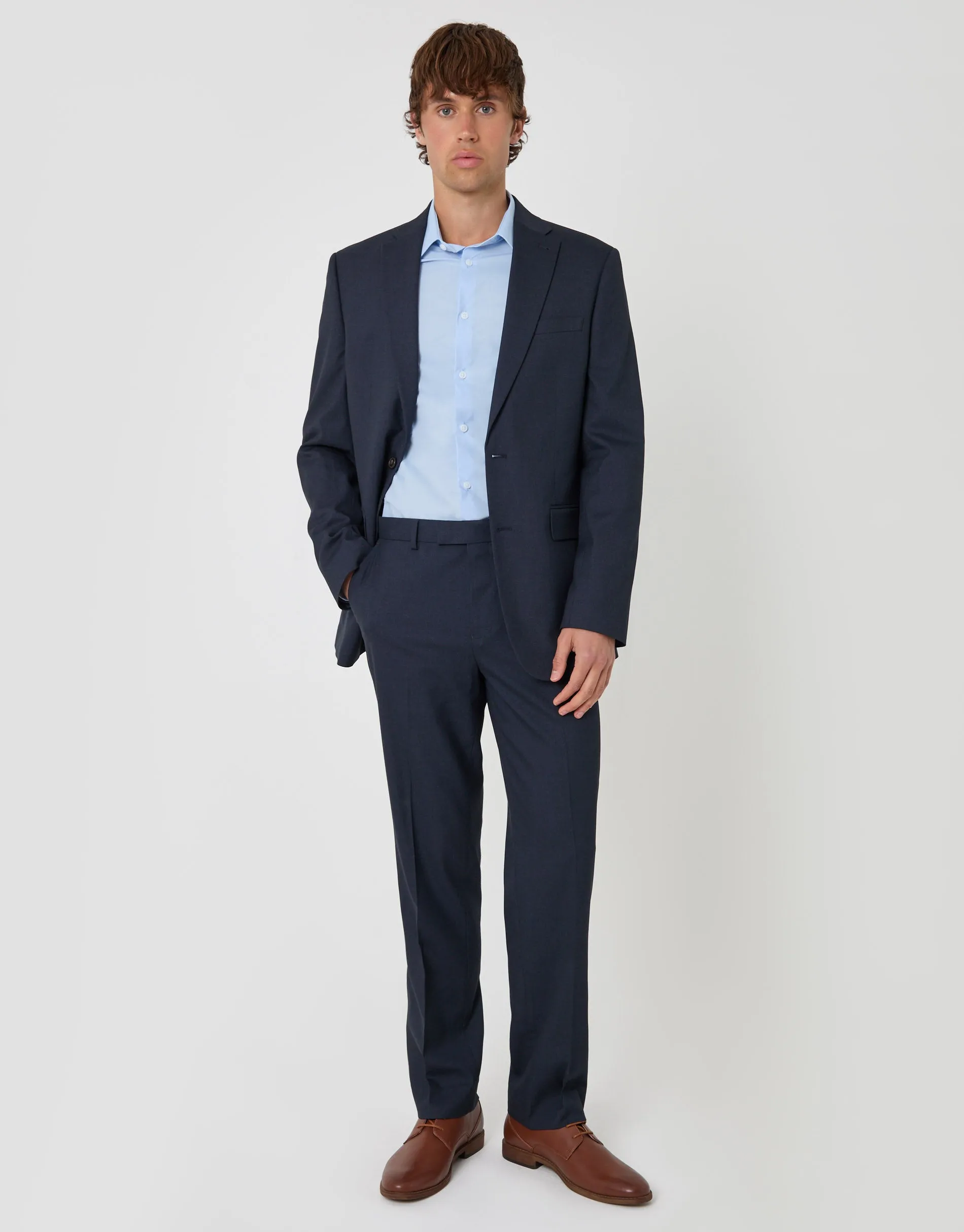 Tailored Fit Single Breasted Blazer in Navy sold by Threadbare product image thumbnail 2