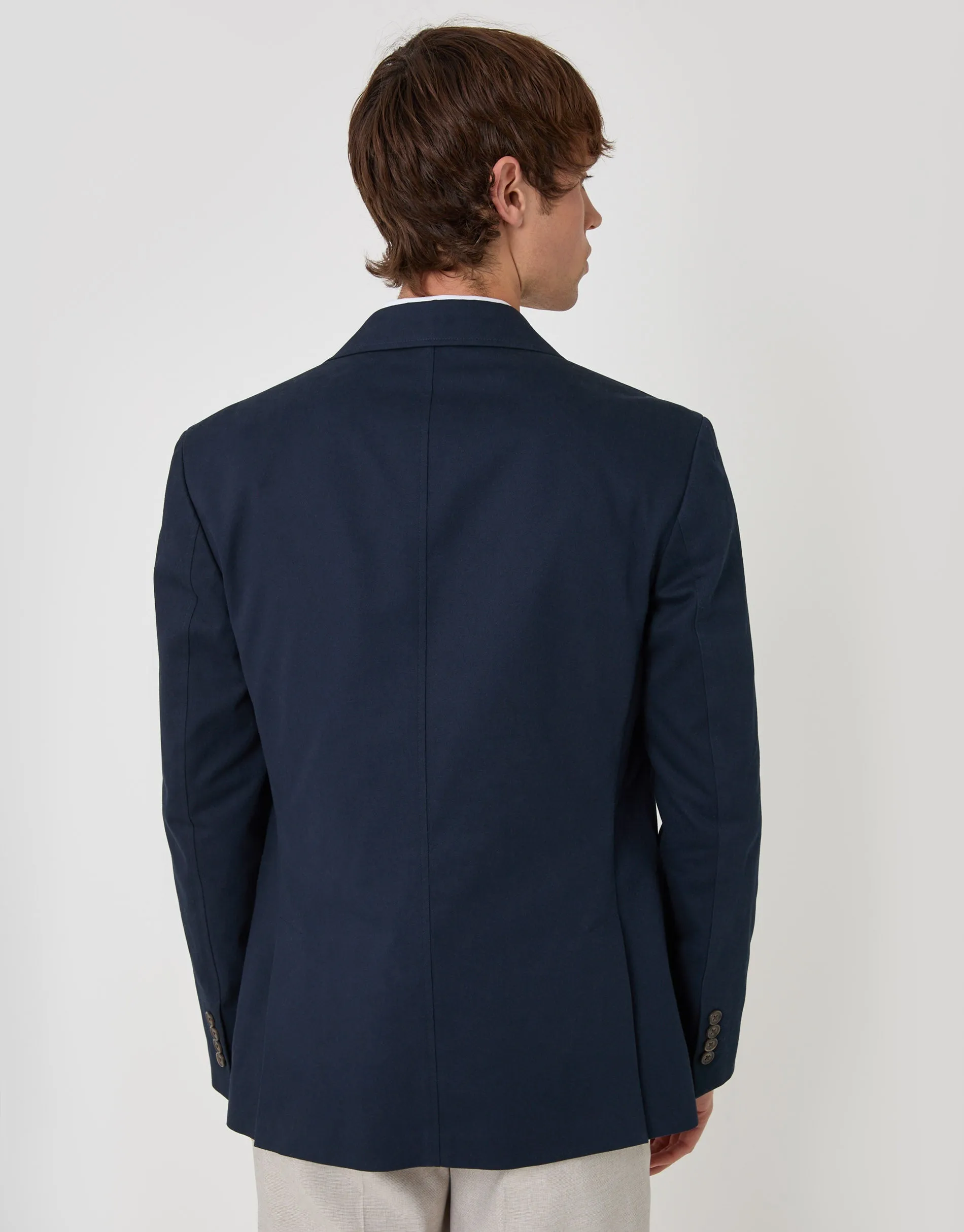 Tailored Fit Cotton Blazer in Navy sold by Threadbare product image thumbnail 3