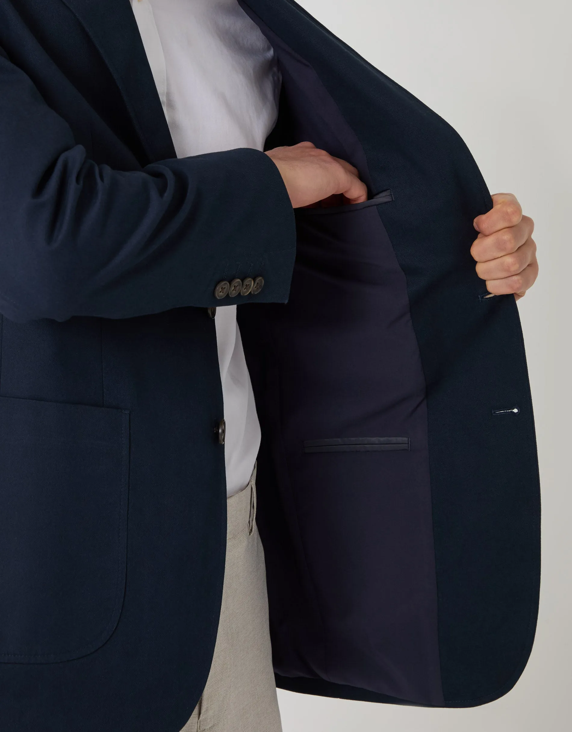 Tailored Fit Cotton Blazer in Navy sold by Threadbare product image thumbnail 5