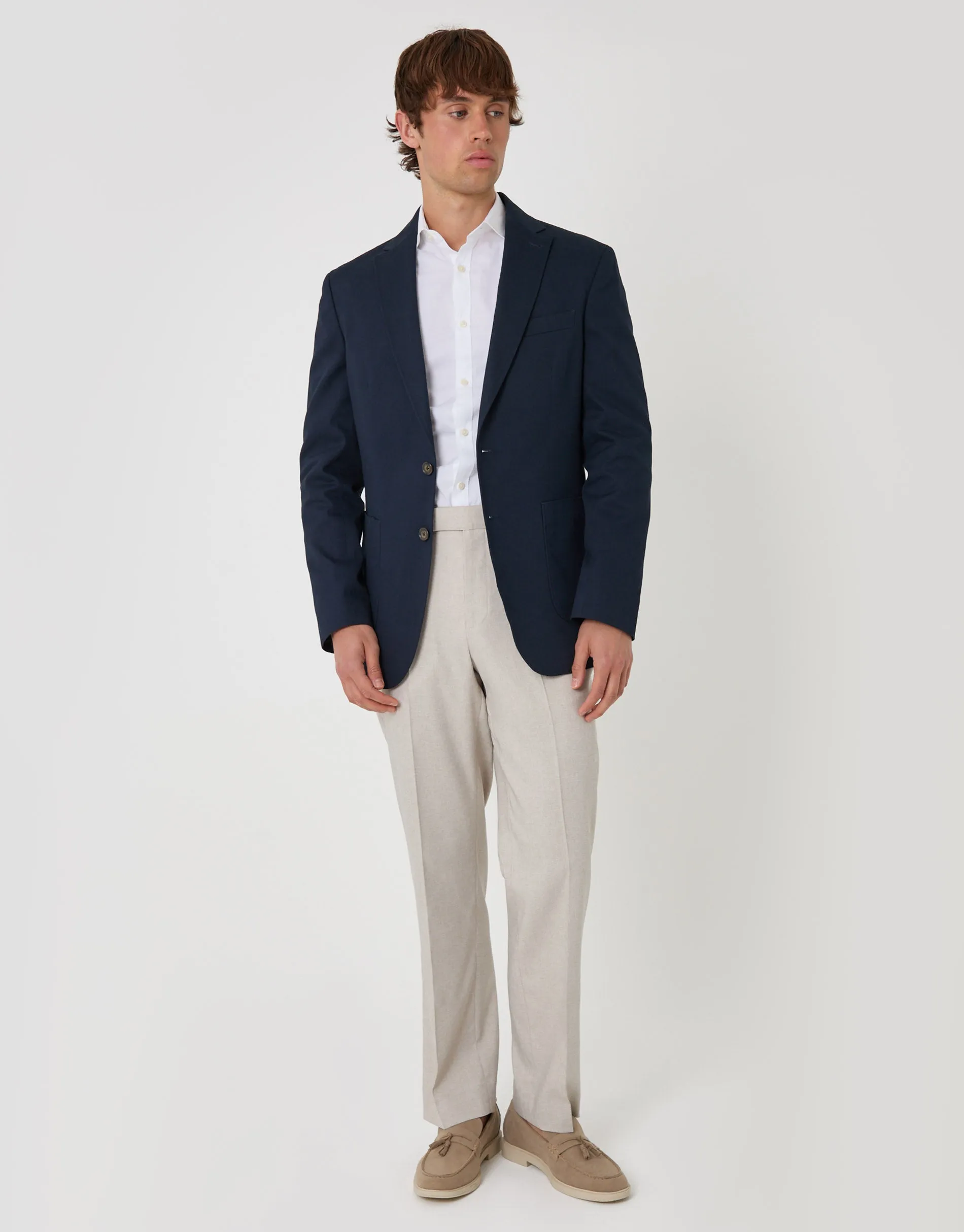 Tailored Fit Cotton Blazer in Navy sold by Threadbare product image thumbnail 2