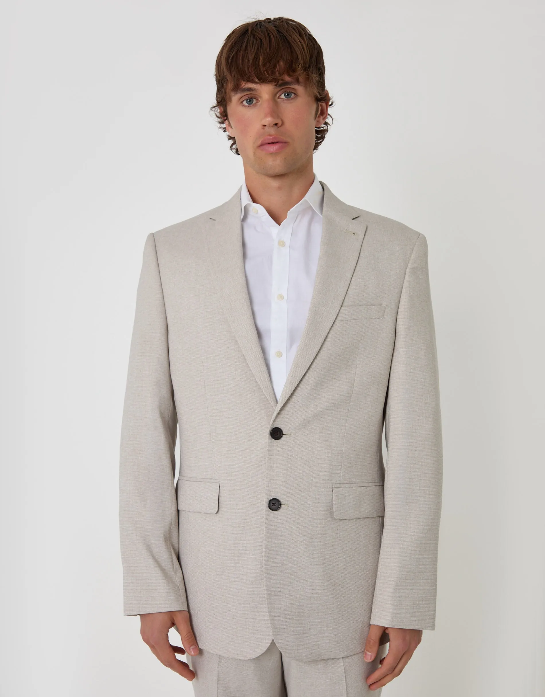 Tailored Fit Single Breasted Blazer in Stone sold by Threadbare product image thumbnail 4