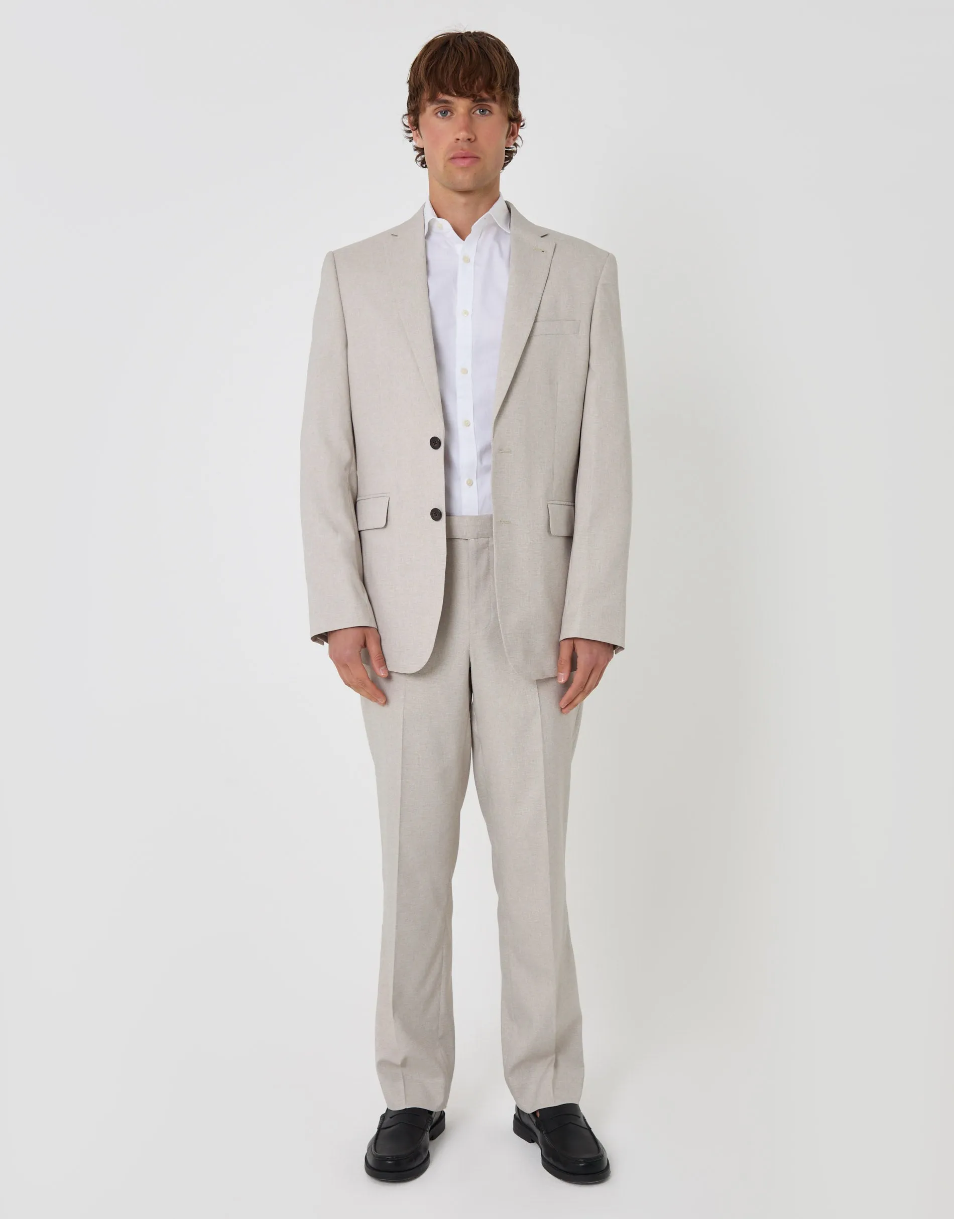 Tailored Fit Single Breasted Blazer in Stone sold by Threadbare product image thumbnail 2