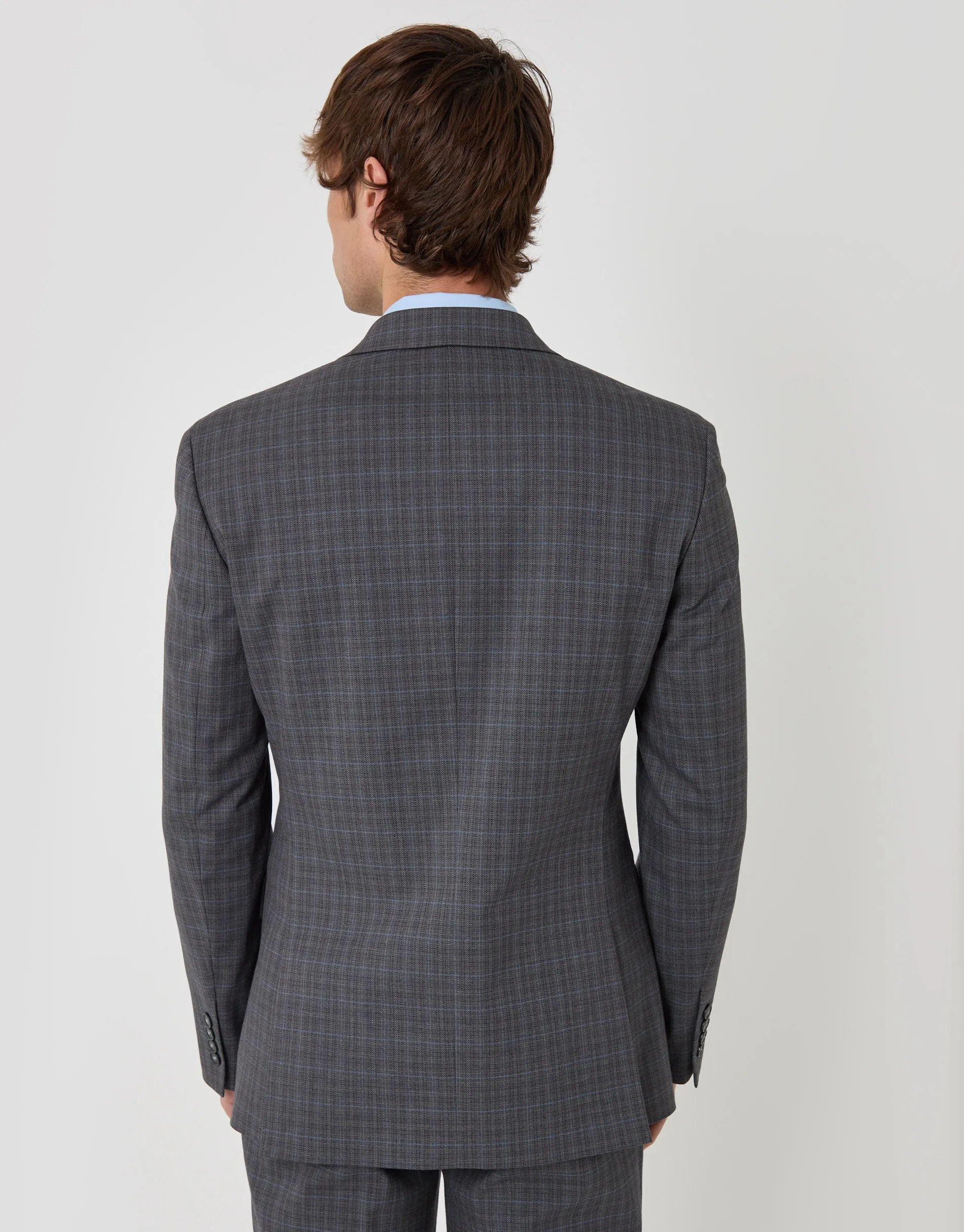 Tailored Fit Cotton Rich Blazer in Grey Check sold by Threadbare product image thumbnail 3