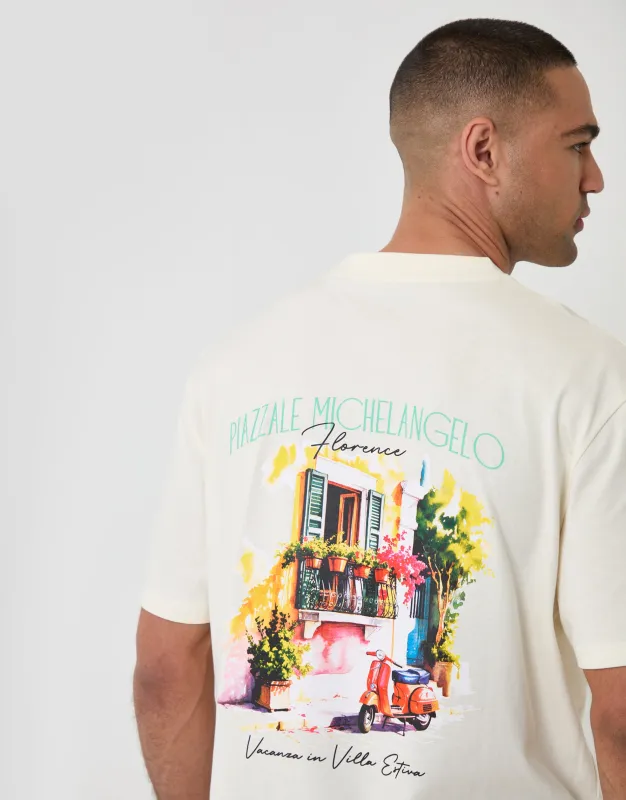 Relaxed Fit Piazelle Graphic T-Shirt in Ecru made by Threadbare