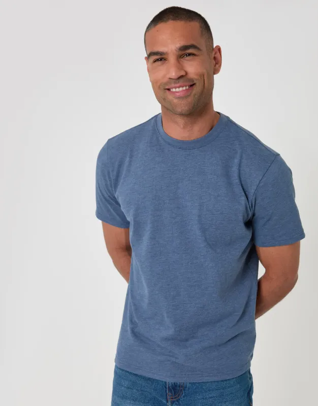 Peached Crew Neck T-Shirt in Light Blue made by Threadbare