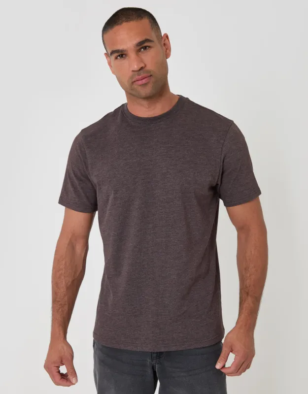 Peached Crew Neck T-Shirt in Chocolate Brown made by Threadbare