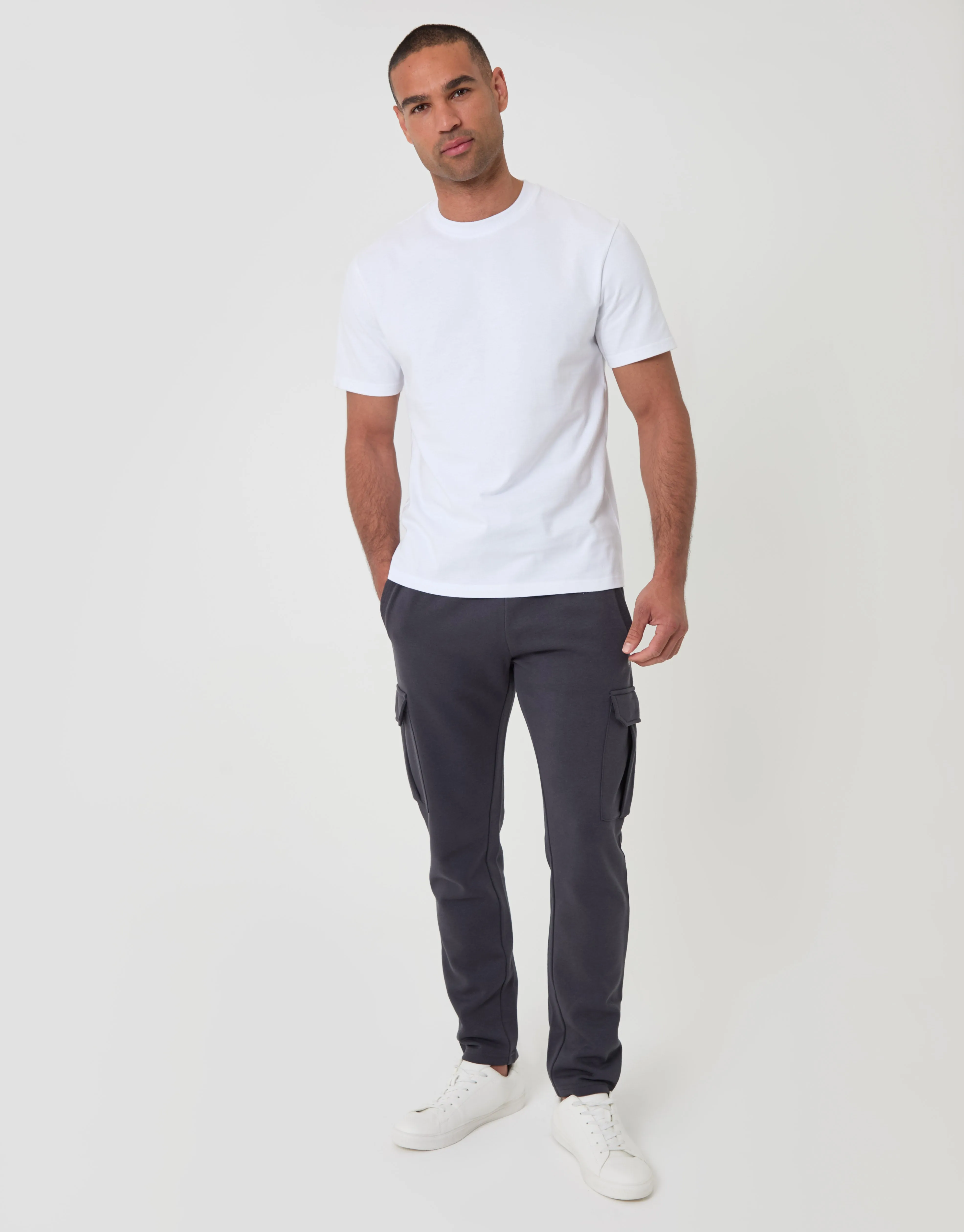 Cotton Rich Cargo Joggers in Charcoal sold by Threadbare