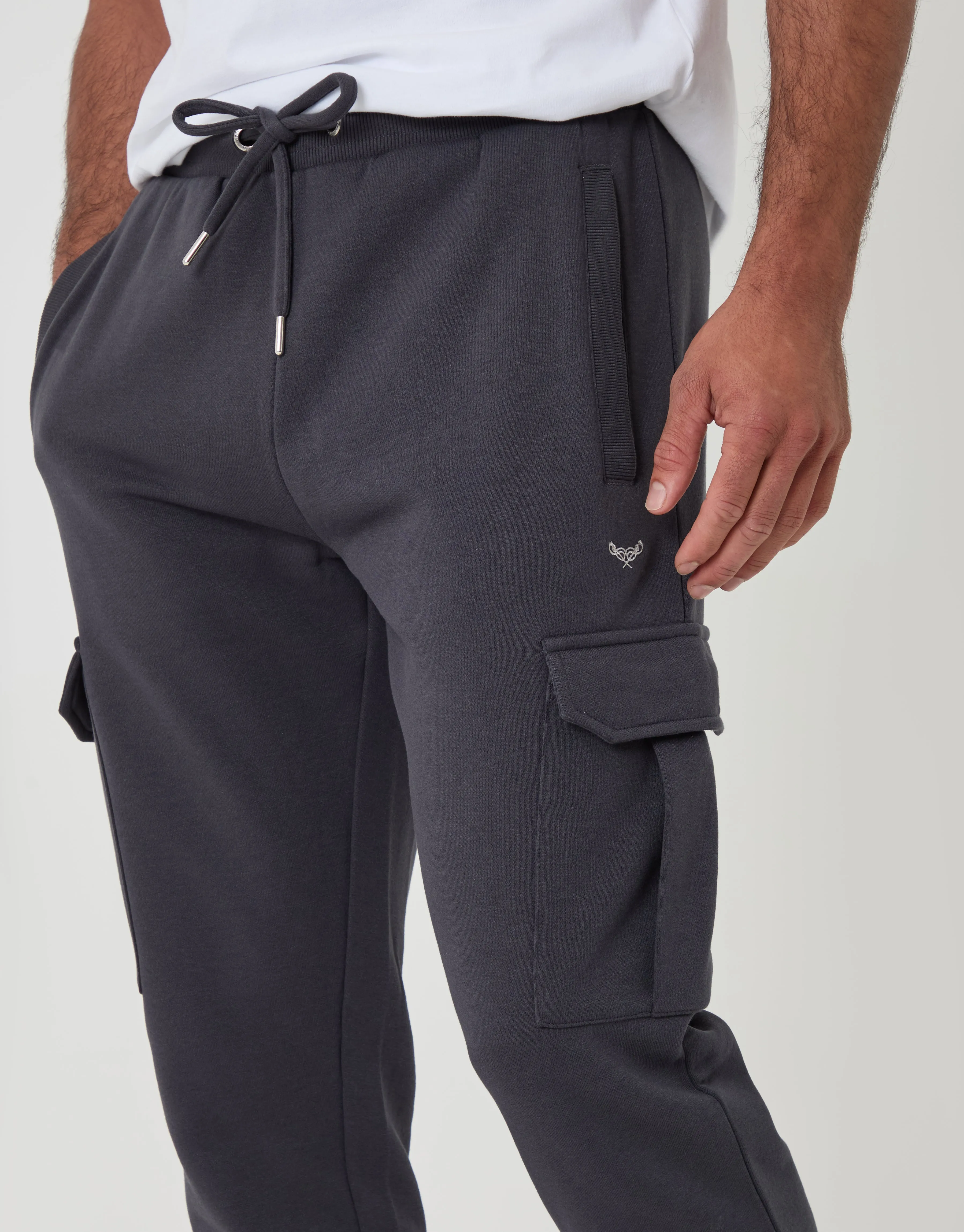 Cotton Rich Cargo Joggers in Charcoal sold by Threadbare product image thumbnail 4