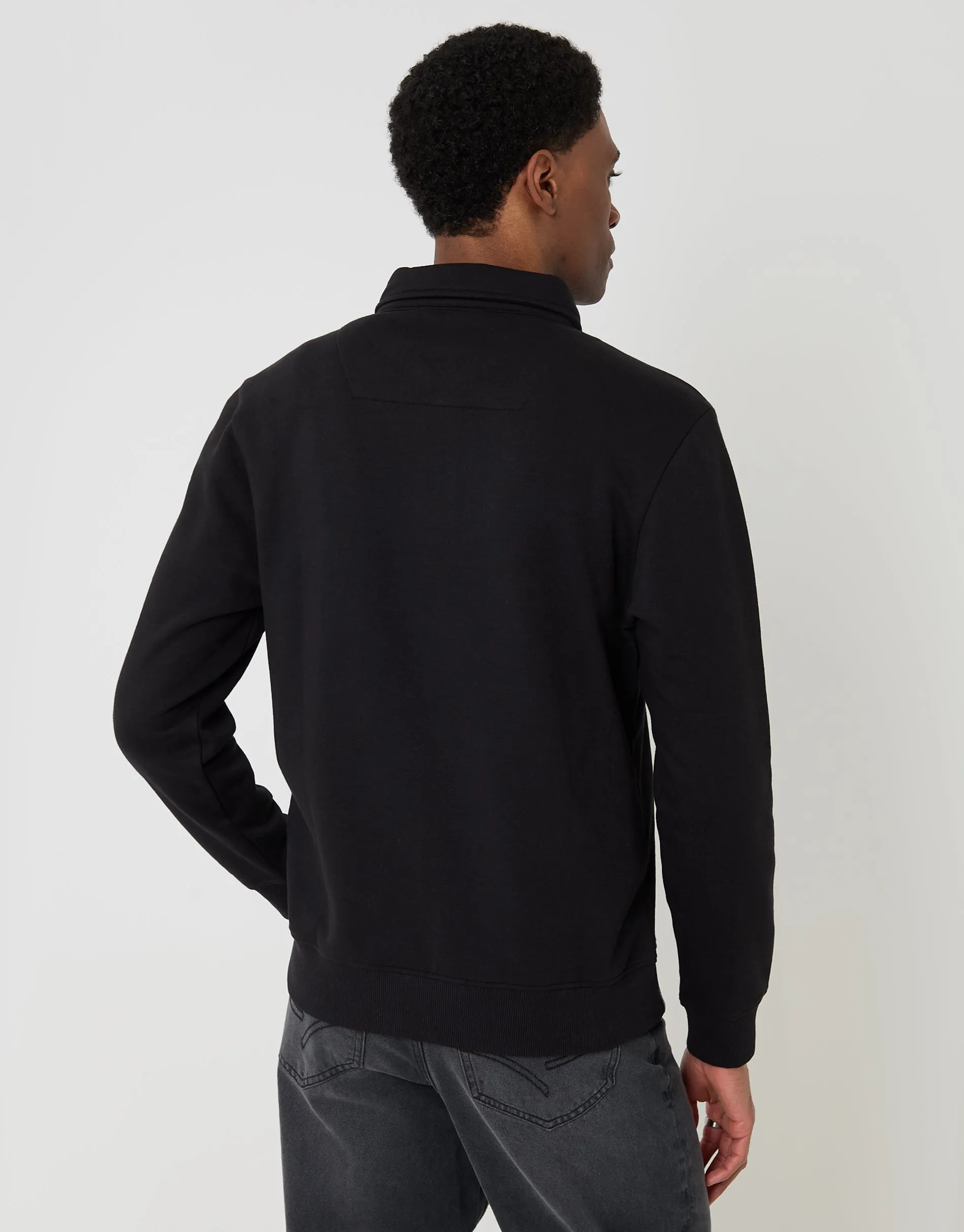Quarter Zip Collared Sweatshirt in Black sold by Threadbare product image thumbnail 2