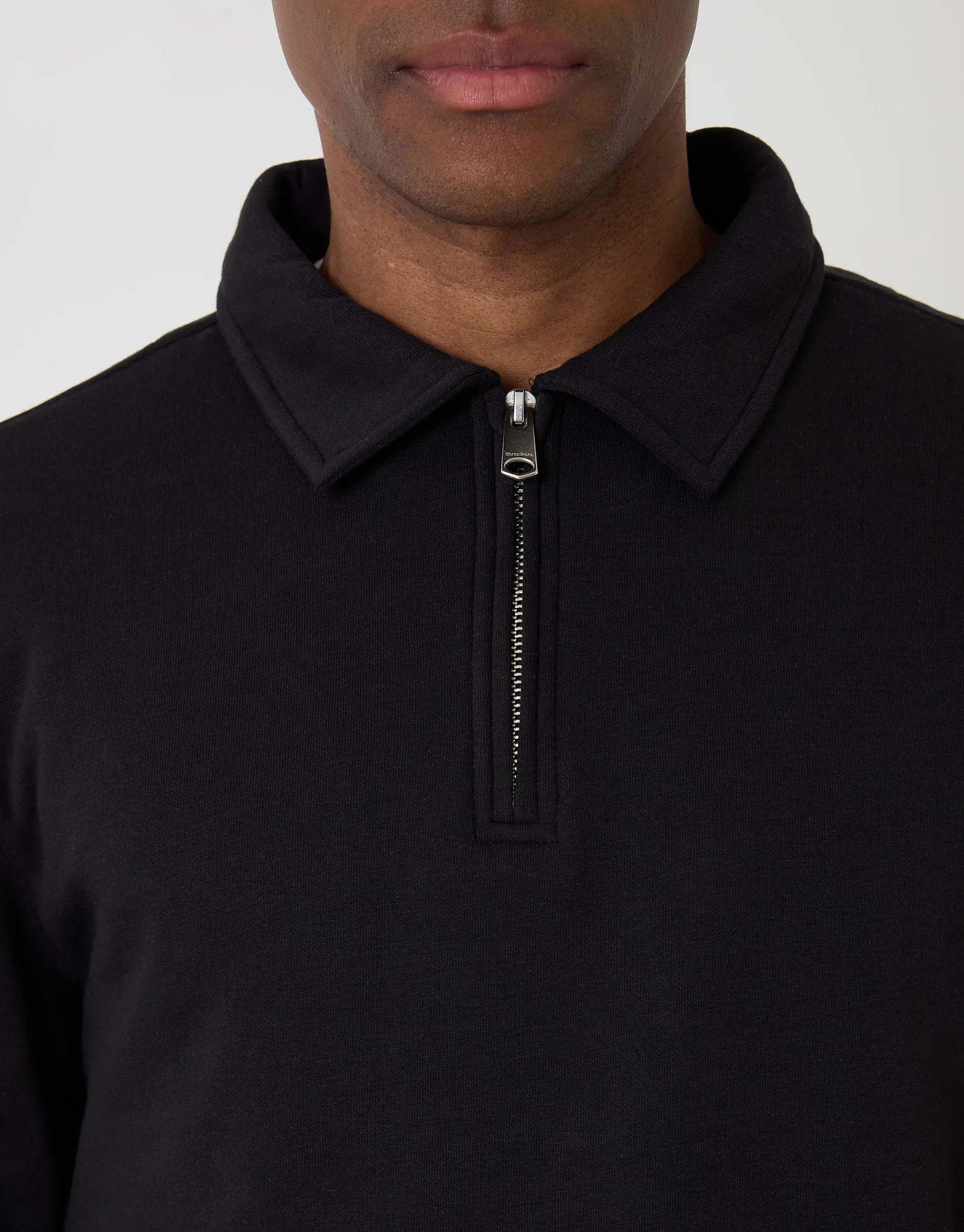 Quarter Zip Collared Sweatshirt in Black sold by Threadbare product image thumbnail 4