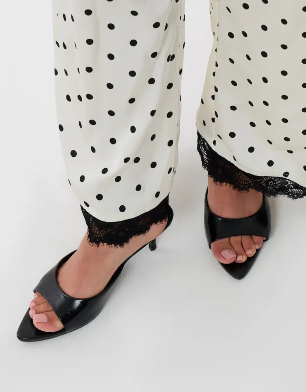 Open Toe Kitten Heels in Black made by Threadbare