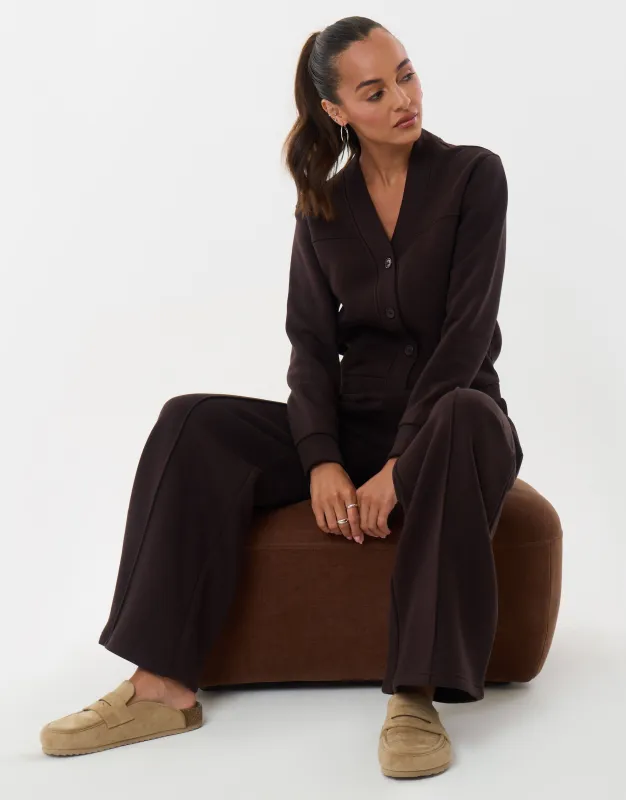 The Staple Cardigan & Jogger Sweat Set in Chocolate Brown made by Threadbare