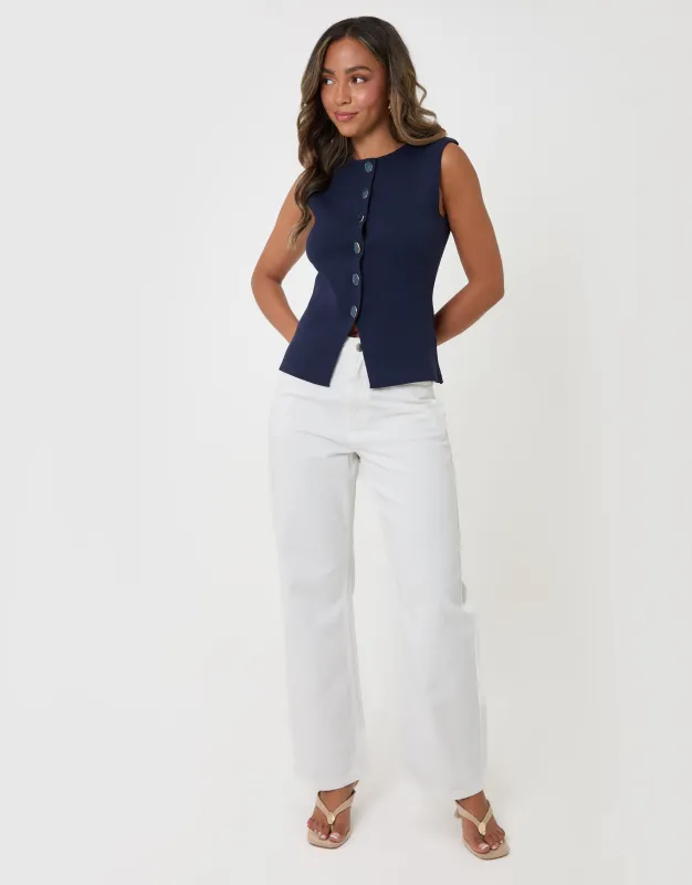The Classic Straight Leg Jeans in White made by Threadbare