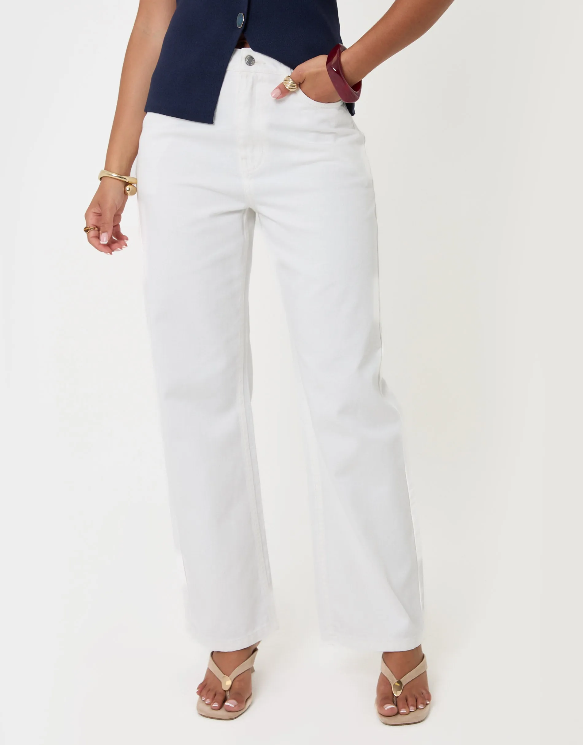 The Classic Straight Leg Jeans in White sold by Threadbare product image thumbnail 2