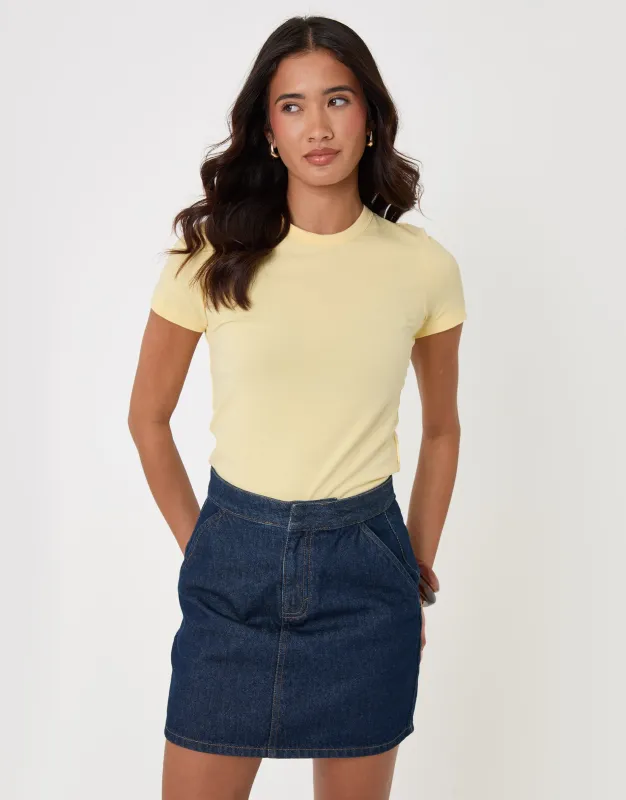 Denim A-Line Mini Skirt in Indigo made by Threadbare