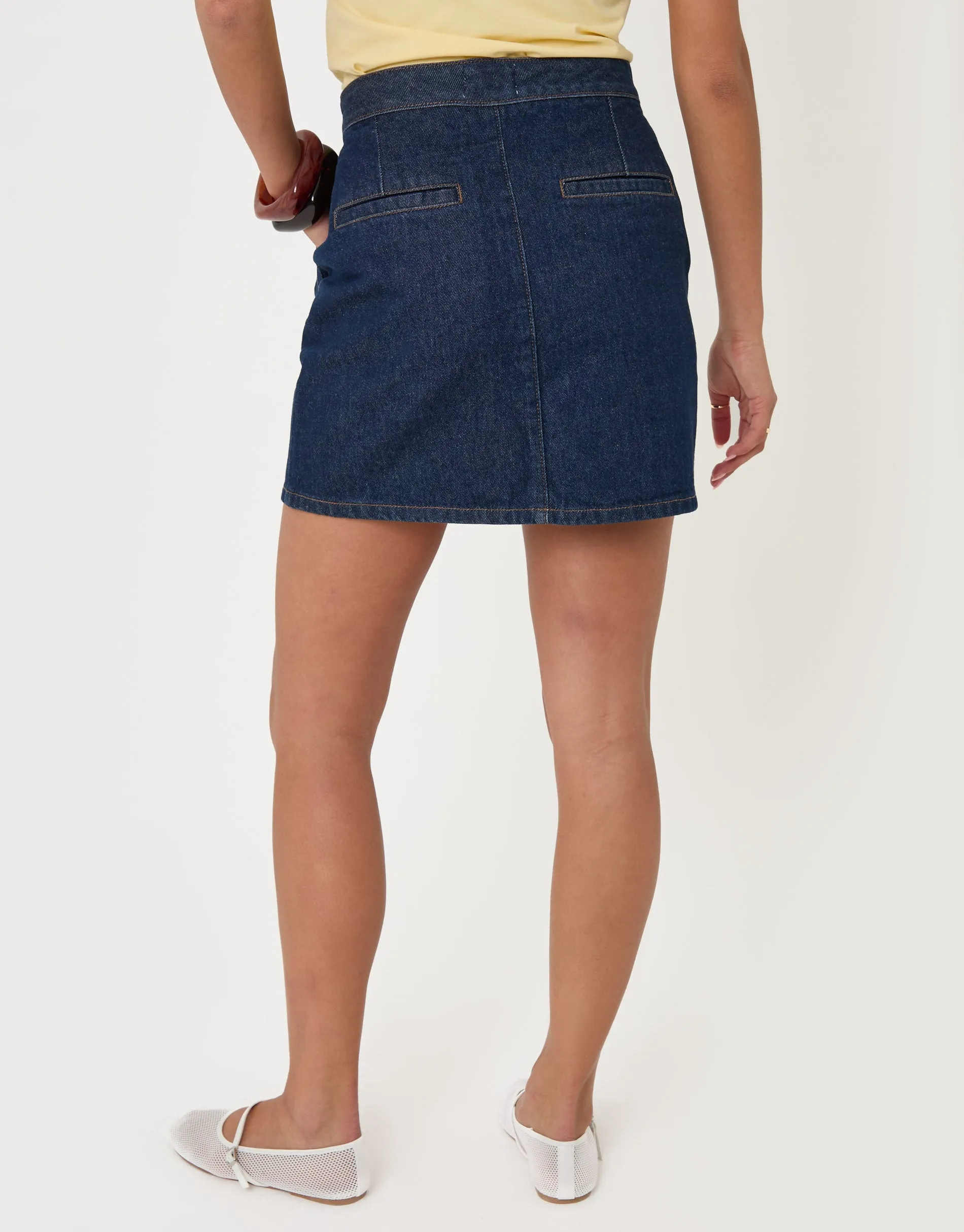 Denim A-Line Mini Skirt in Indigo sold by Threadbare product image thumbnail 3