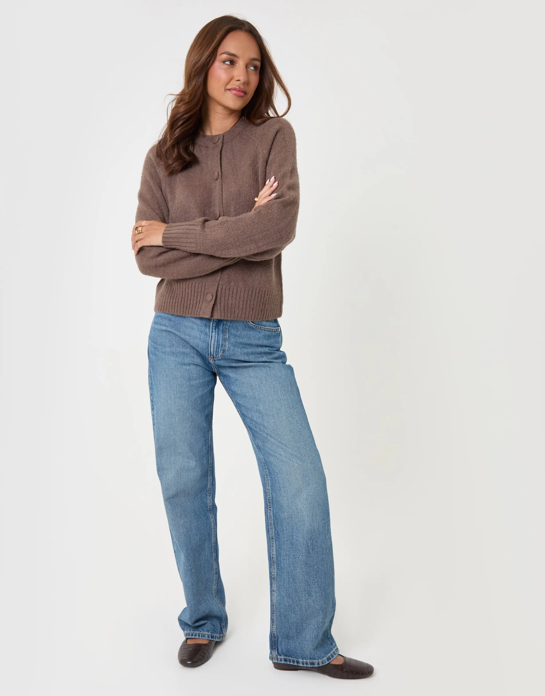 The Relaxed Knitted Cardigan in Mocha Brown sold by Threadbare product image thumbnail 3