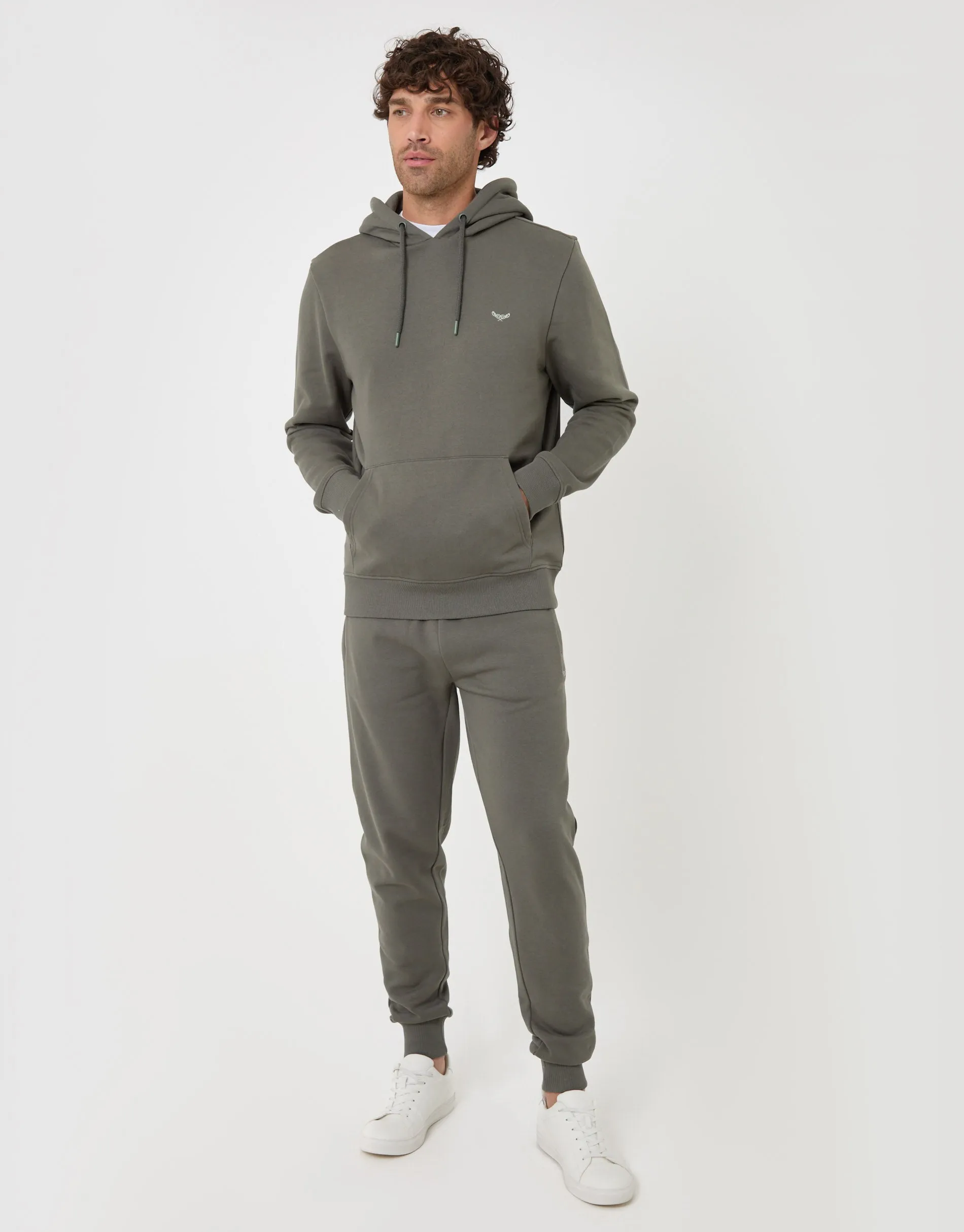The Essential Cotton Rich Overhead Hoodie in Dark Sage sold by Threadbare product image thumbnail 4