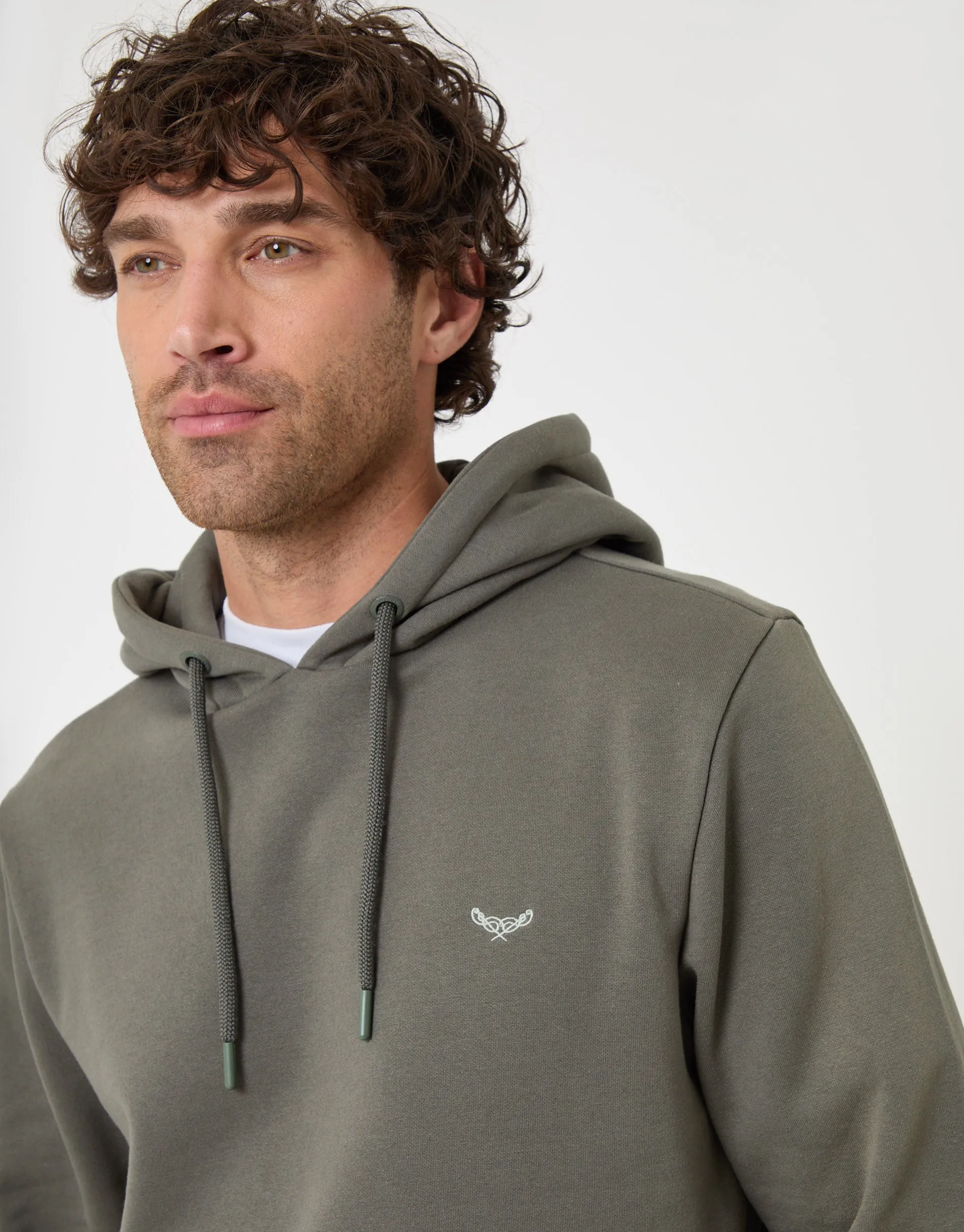 The Essential Cotton Rich Overhead Hoodie in Dark Sage sold by Threadbare product image thumbnail 5
