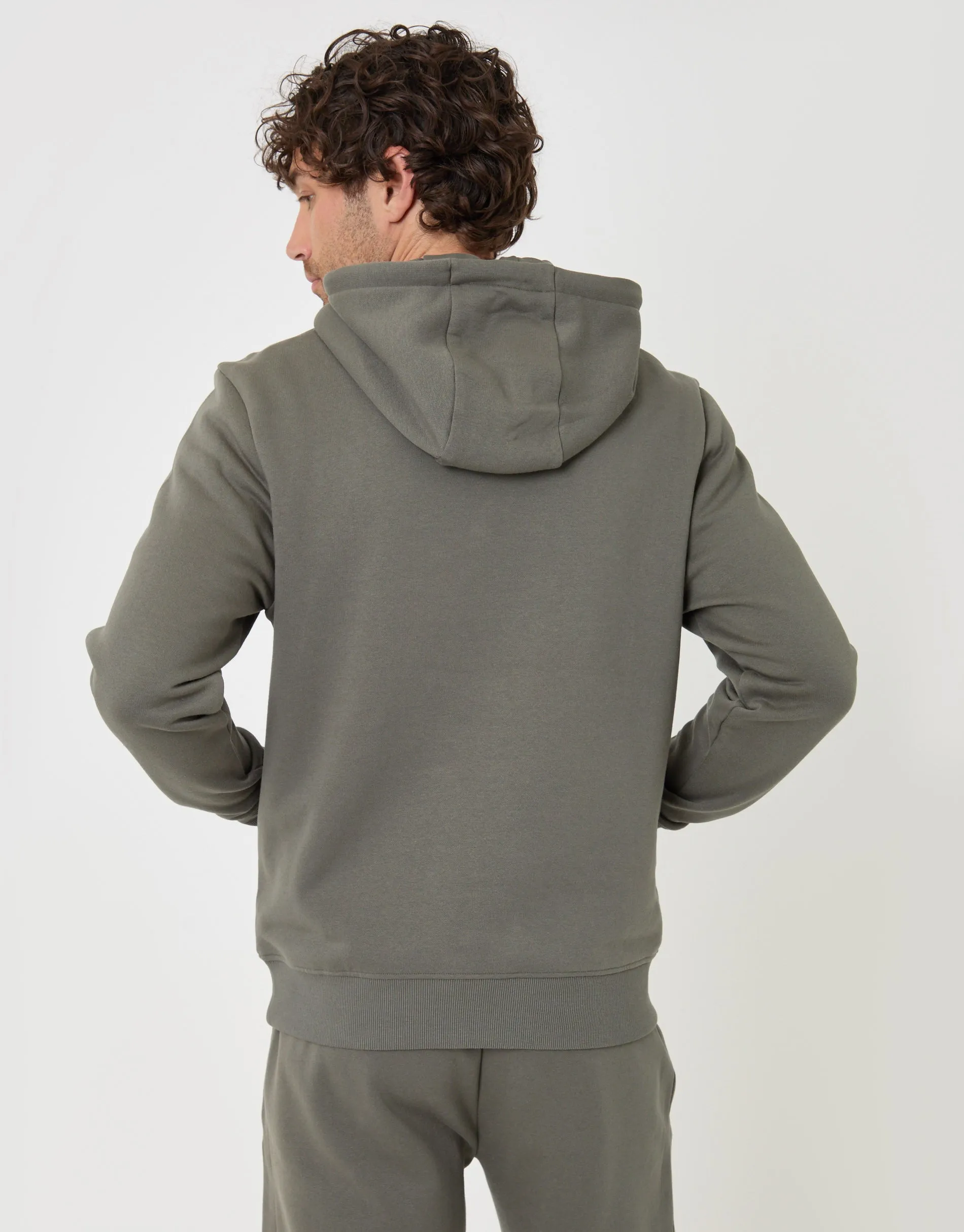 The Essential Cotton Rich Overhead Hoodie in Dark Sage sold by Threadbare product image thumbnail 3