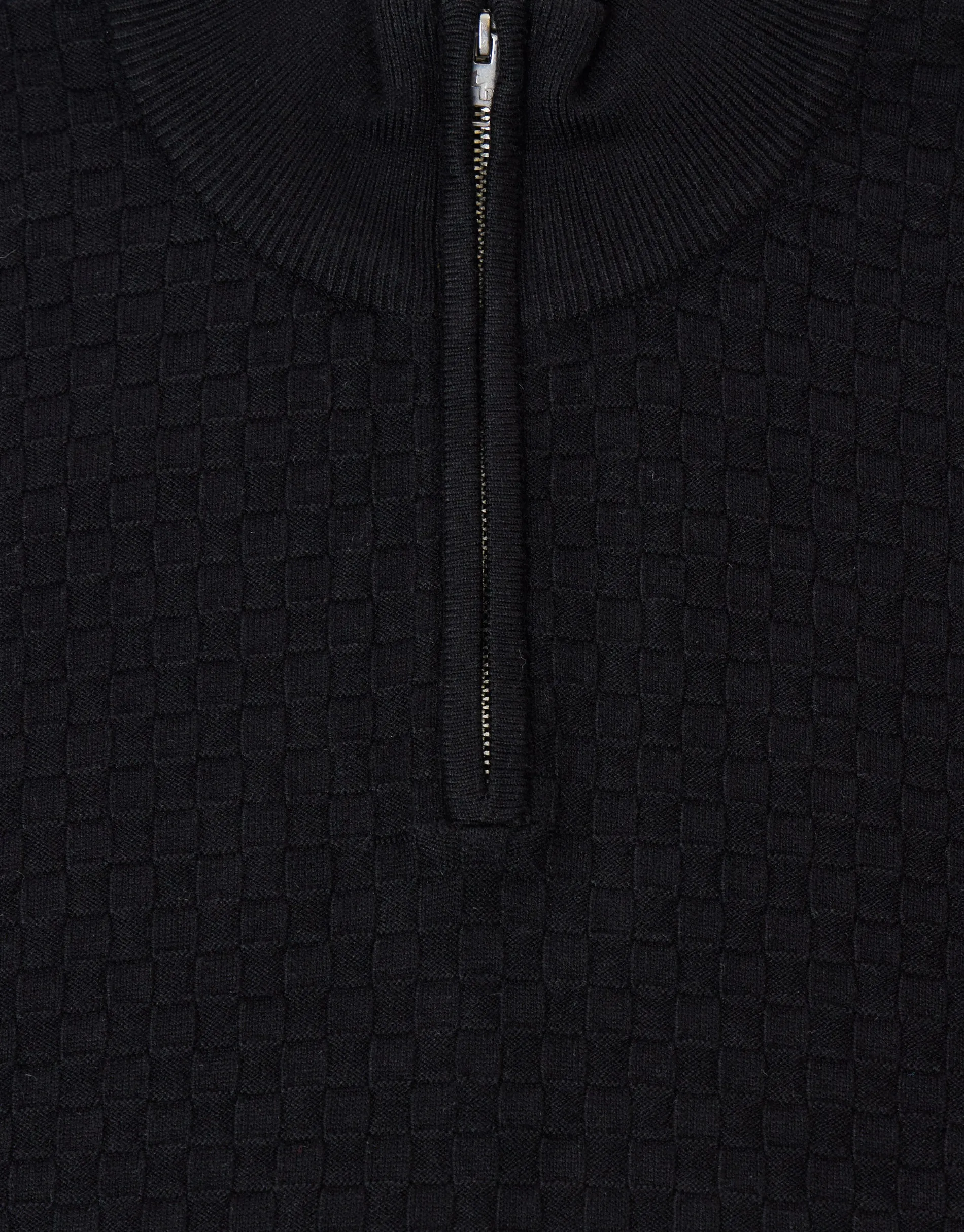 Basket Stitch Quarter Zip Jumper in Black sold by Threadbare product image thumbnail 5