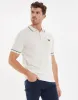 Men's Ecru Tipping Button Collar Knitted Polo sold by Threadbare