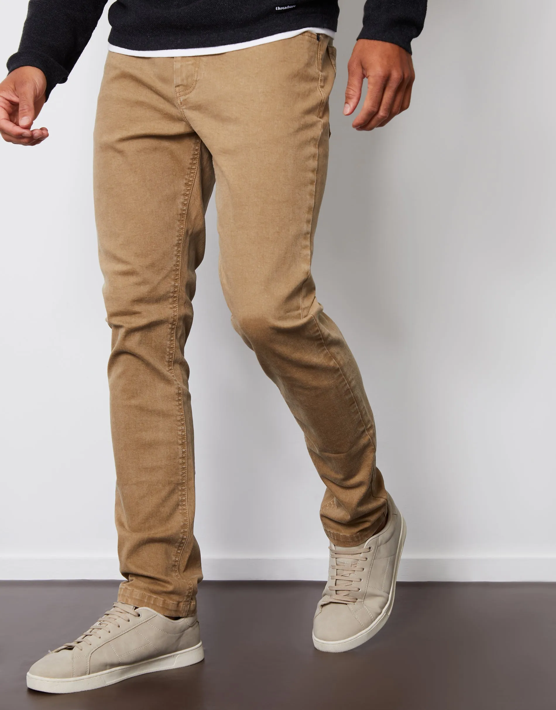 Stone Slim Fit Overdyed Jeans sold by Threadbare