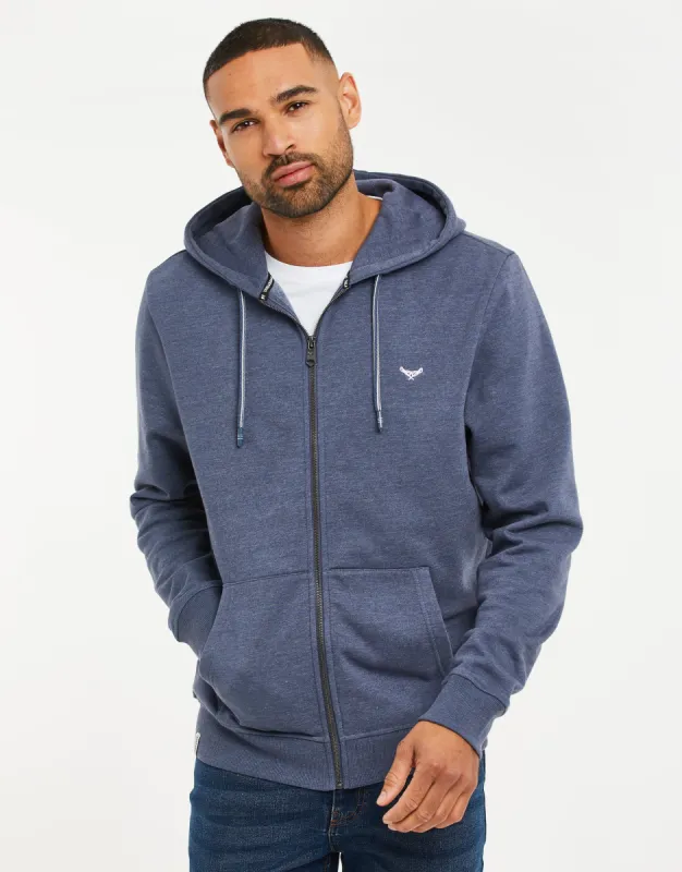 Men's Denim Marl Zip-Through Hoodie sold by Threadbare