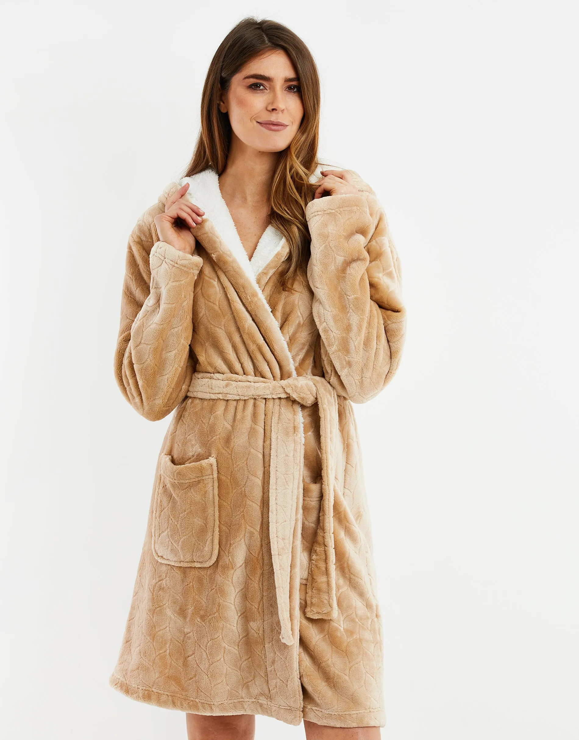 Women's Tan Soft Touch Dressing Gown sold by Threadbare