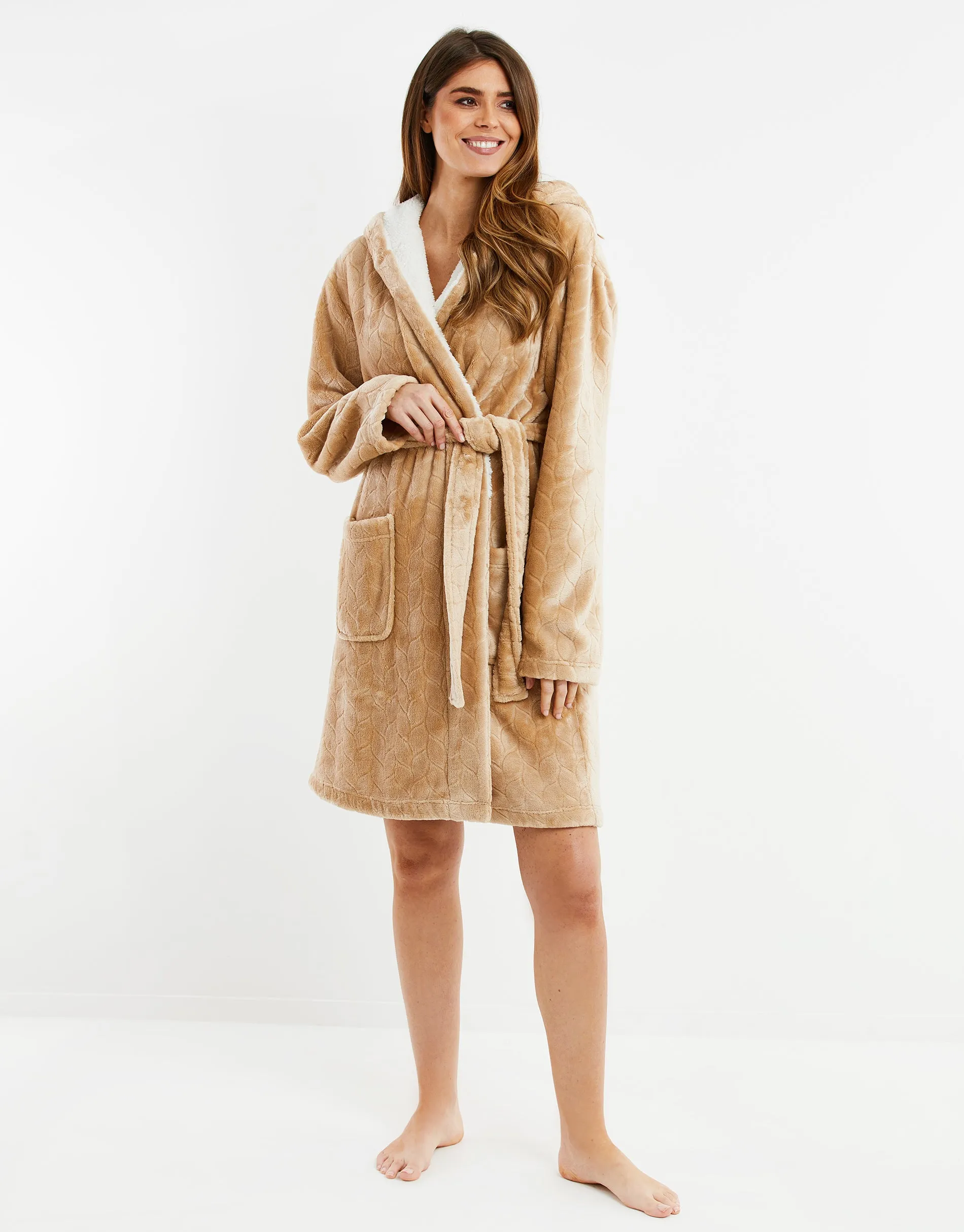 Women's Tan Soft Touch Dressing Gown sold by Threadbare product image thumbnail 3