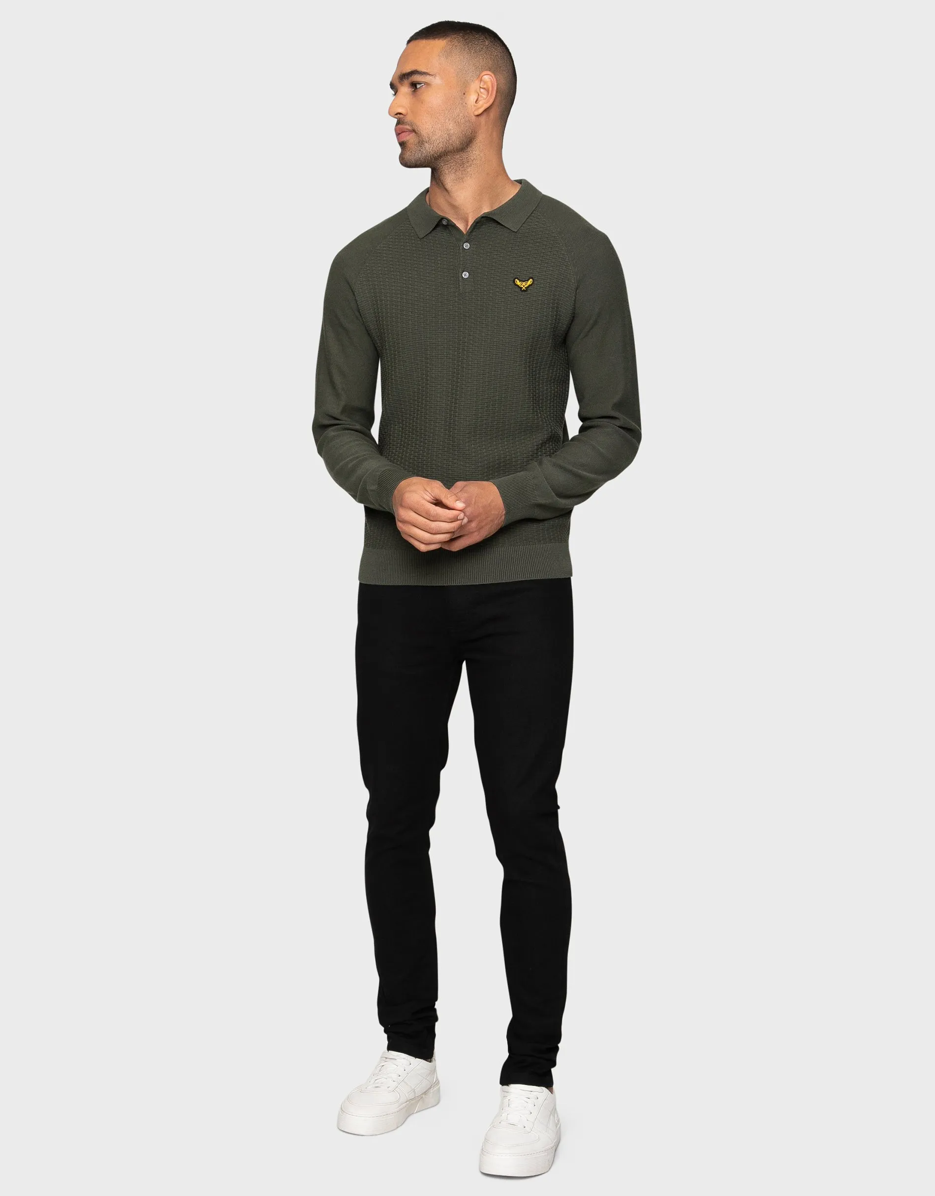 Men's Fig Leaf Long Sleeve Polo Jumper sold by Threadbare product image thumbnail 3