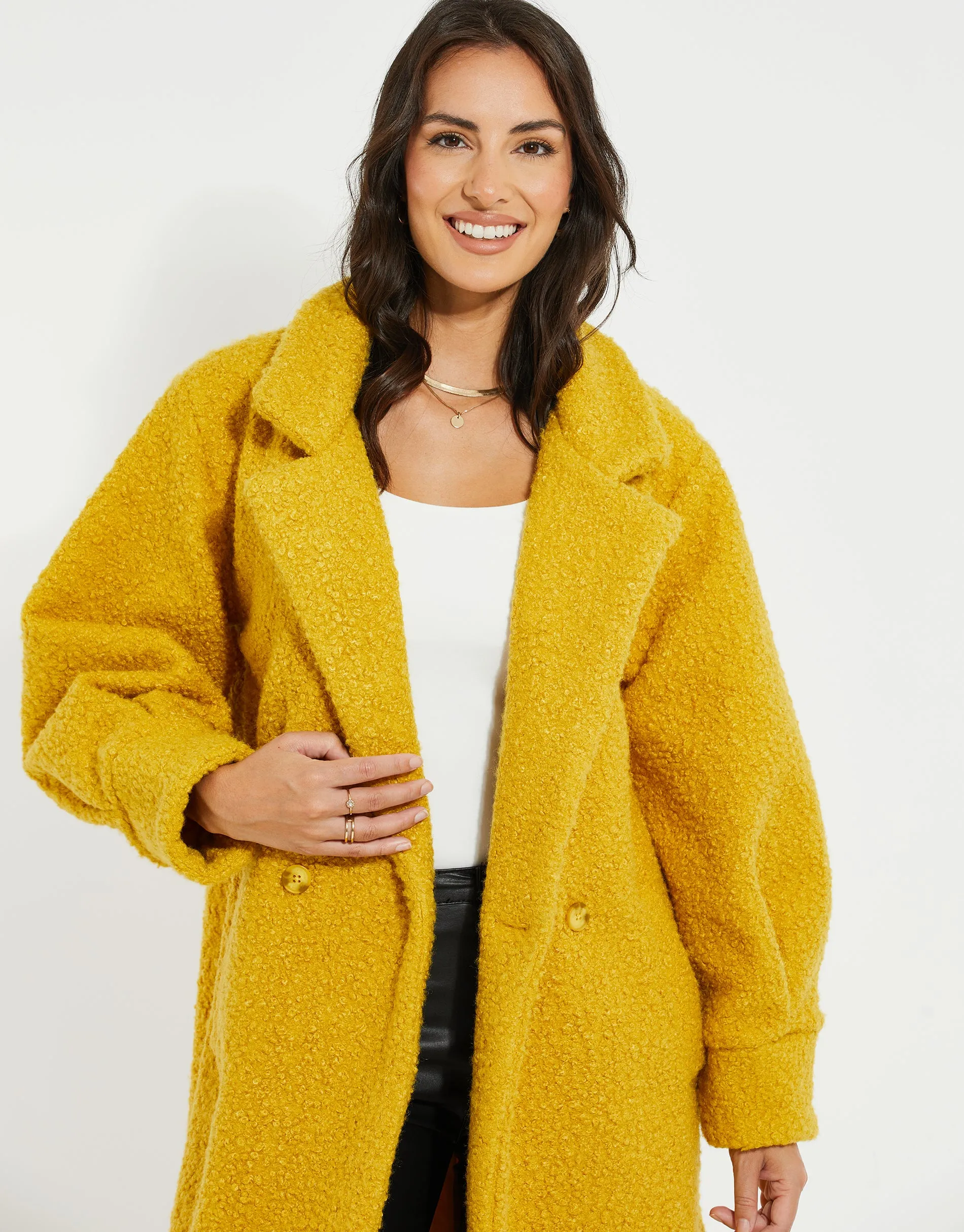 Women's Yellow Longline Teddy Coat sold by Threadbare product image thumbnail 4