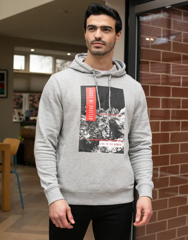 Men's Grey Overhead Hoodie sold by Threadbare