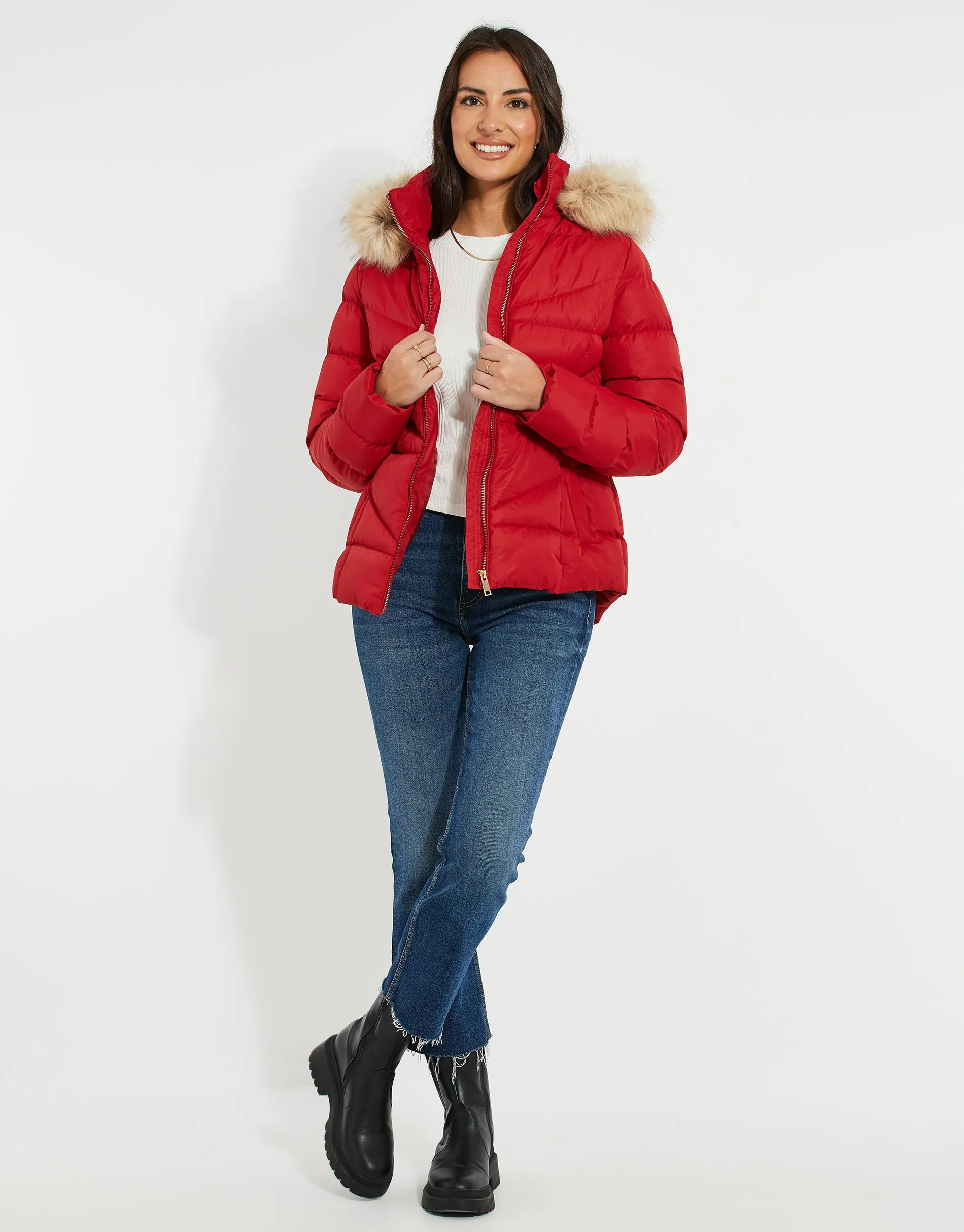 Women's Red Short Parka Jacket sold by Threadbare product image thumbnail 4