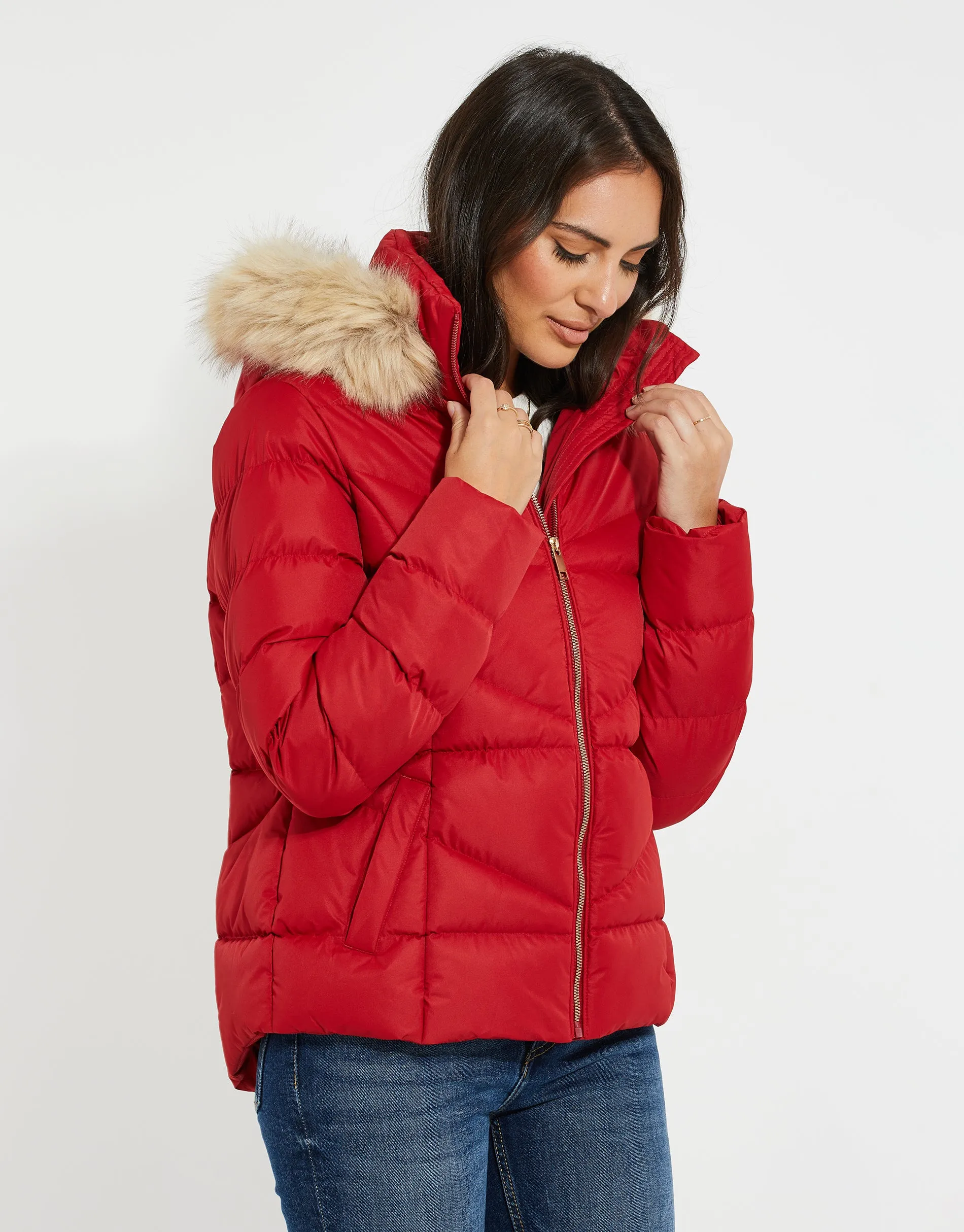 Women's Red Short Parka Jacket sold by Threadbare product image thumbnail 2