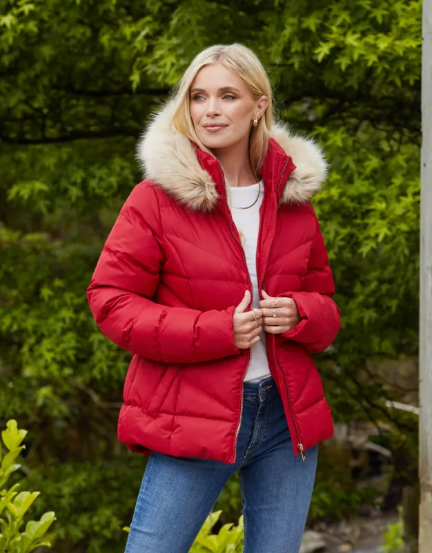 Women's Red Short Parka Jacket sold by Threadbare