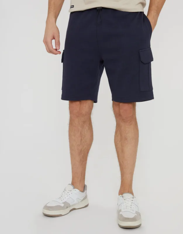 Navy Cargo Sweat Shorts sold by Threadbare