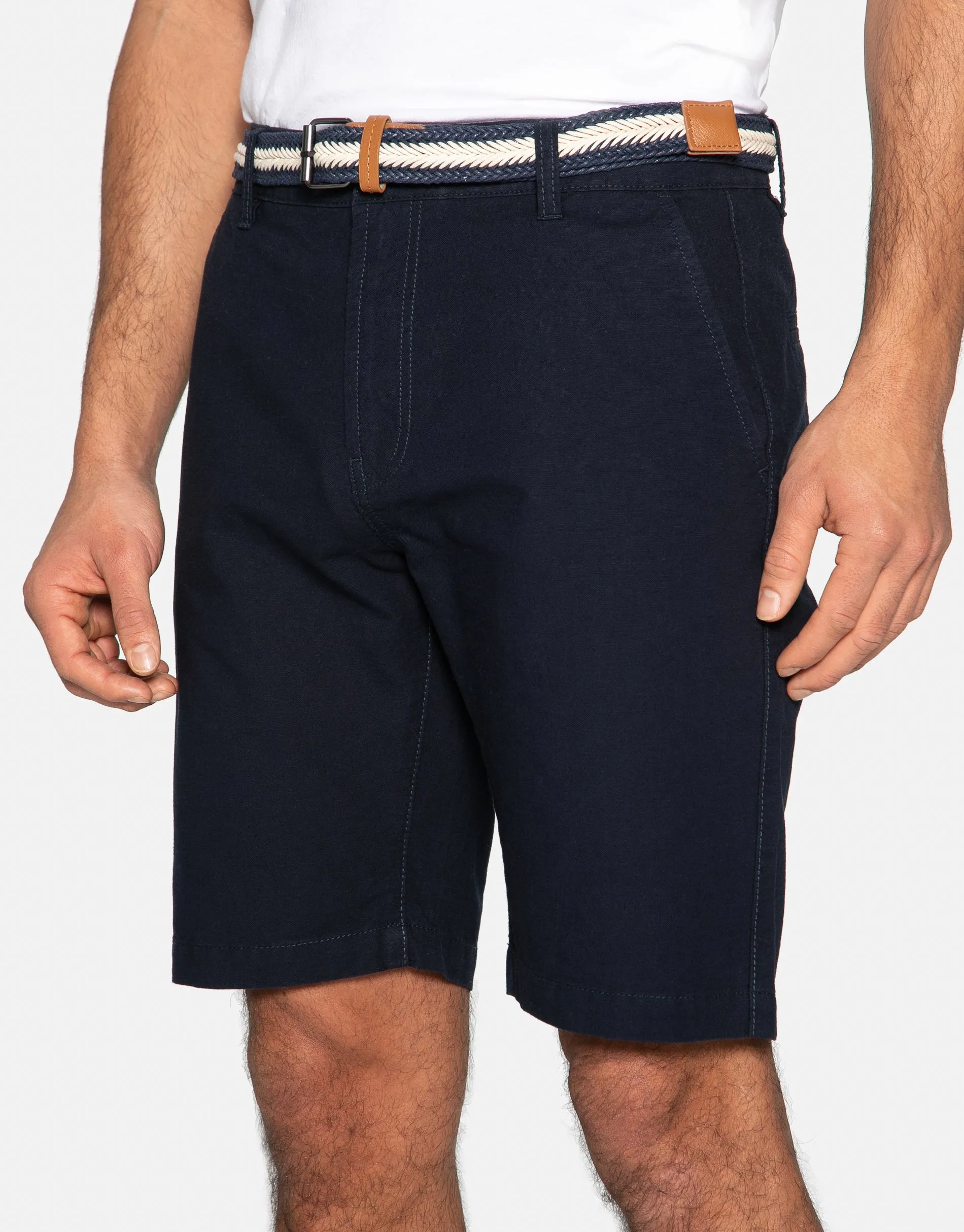 Men's Navy Belted Chino Shorts sold by Threadbare product image thumbnail 4