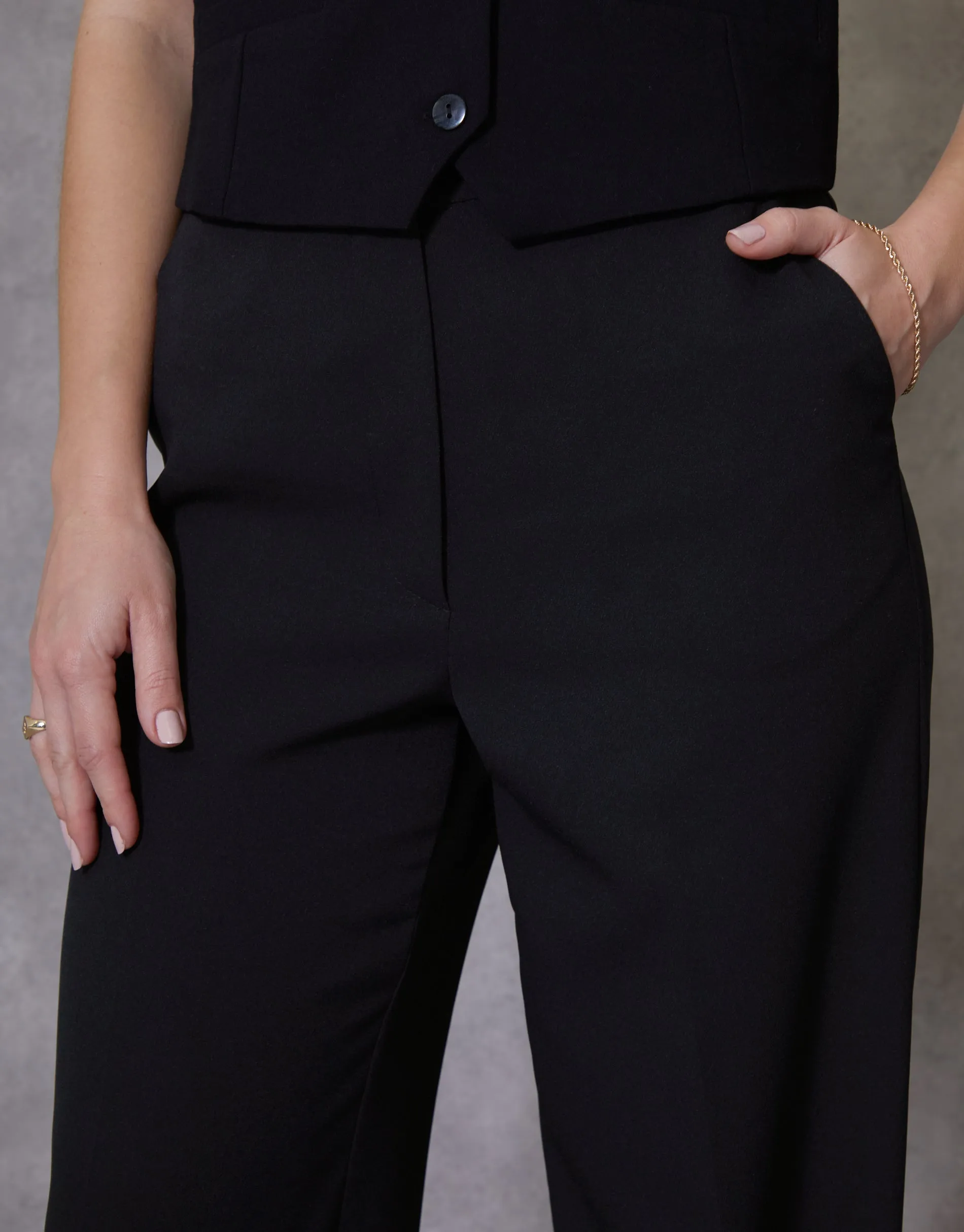 Women's Black Wide Leg Tailored Trousers sold by Threadbare product image thumbnail 4
