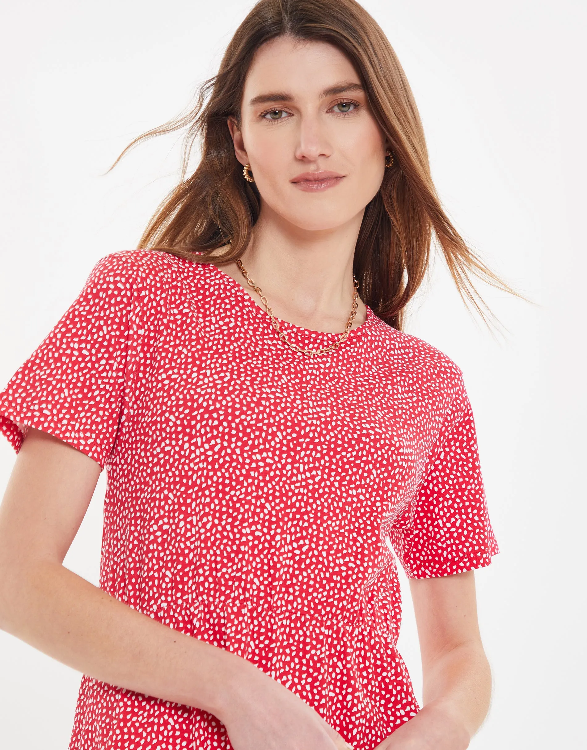 Women's Red Abstract Spot Print Midi Smock Dress with Pockets sold by Threadbare product image thumbnail 4