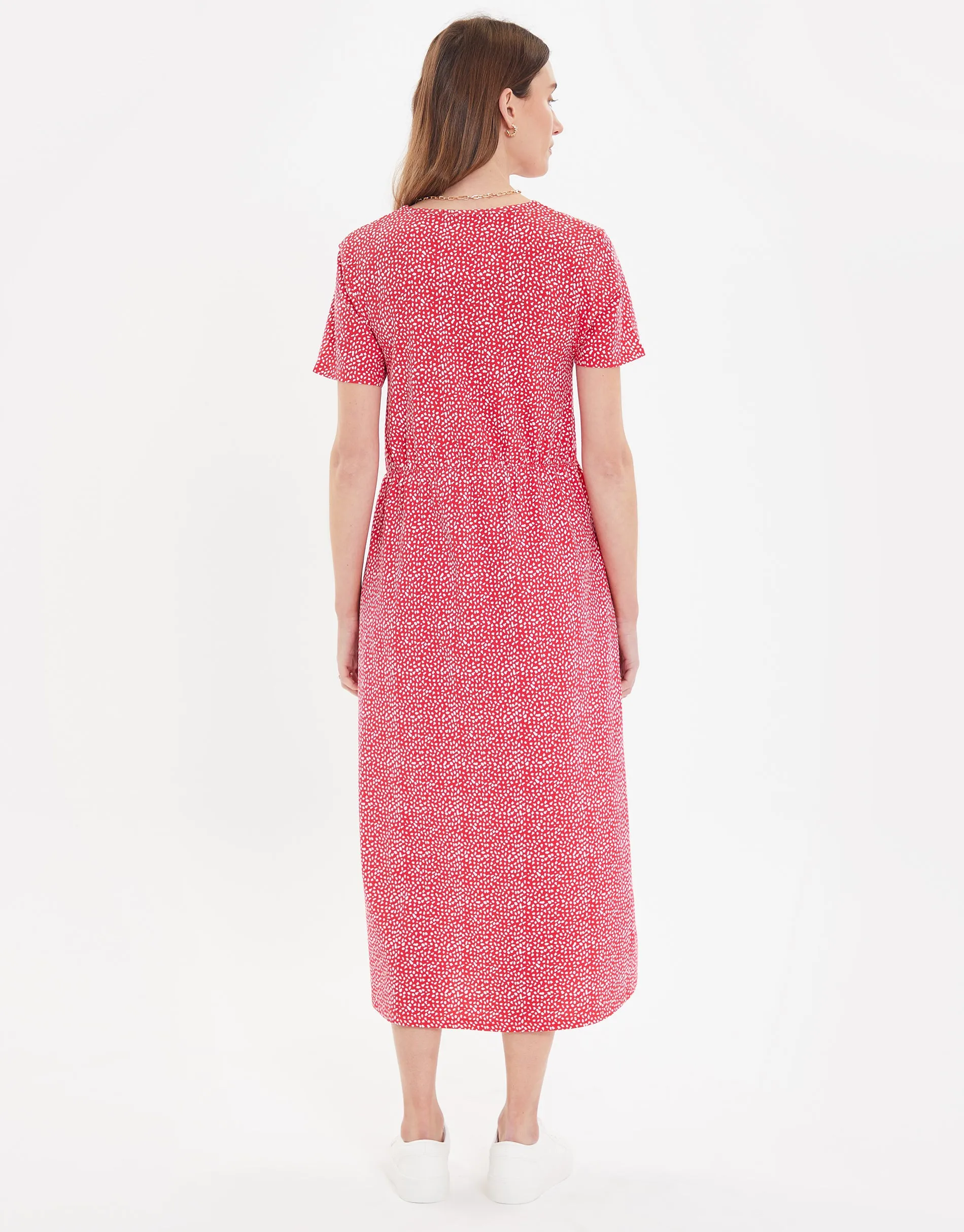 Women's Red Abstract Spot Print Midi Smock Dress with Pockets sold by Threadbare product image thumbnail 2